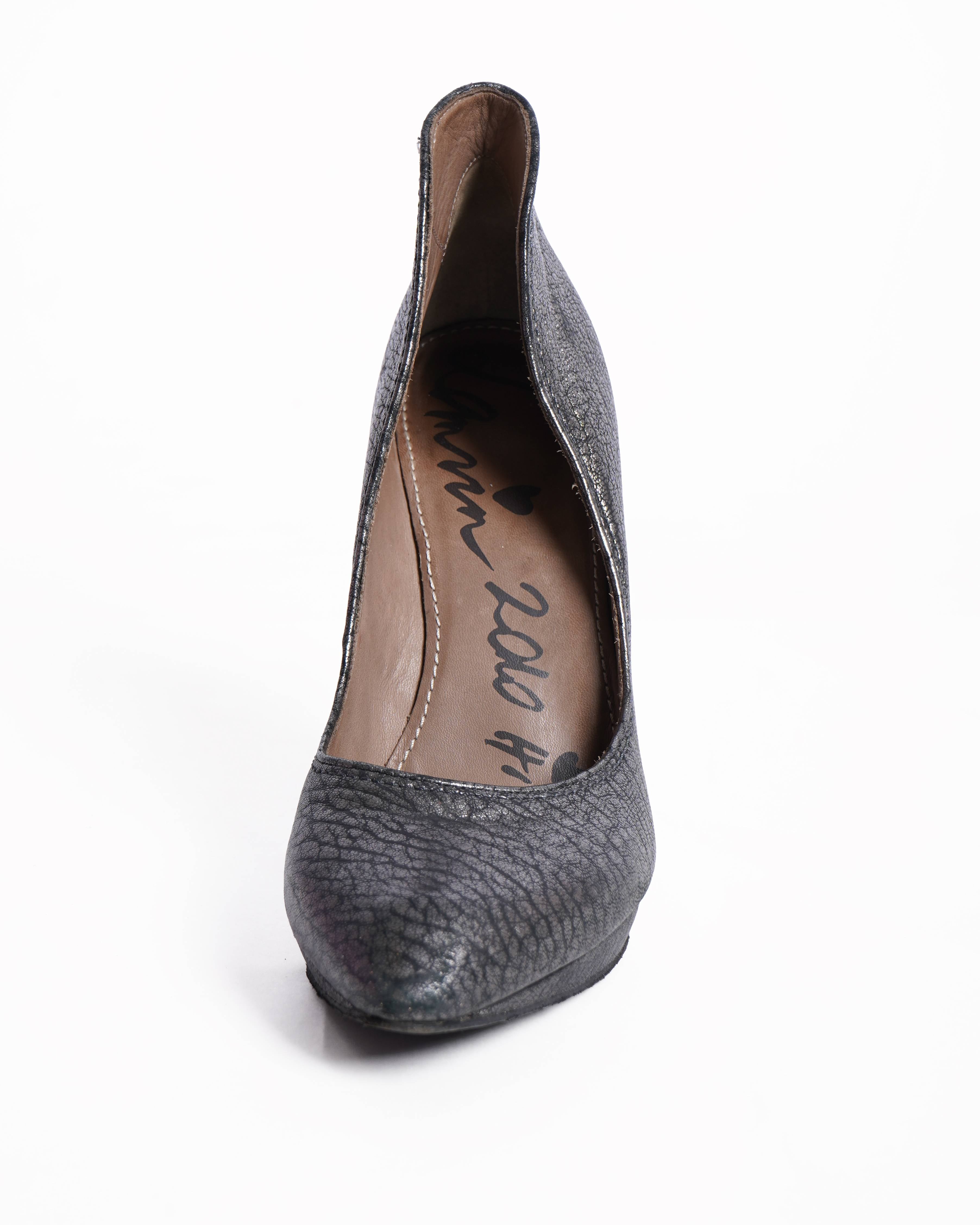 Lanvin Metallic Silver Textured Pumps