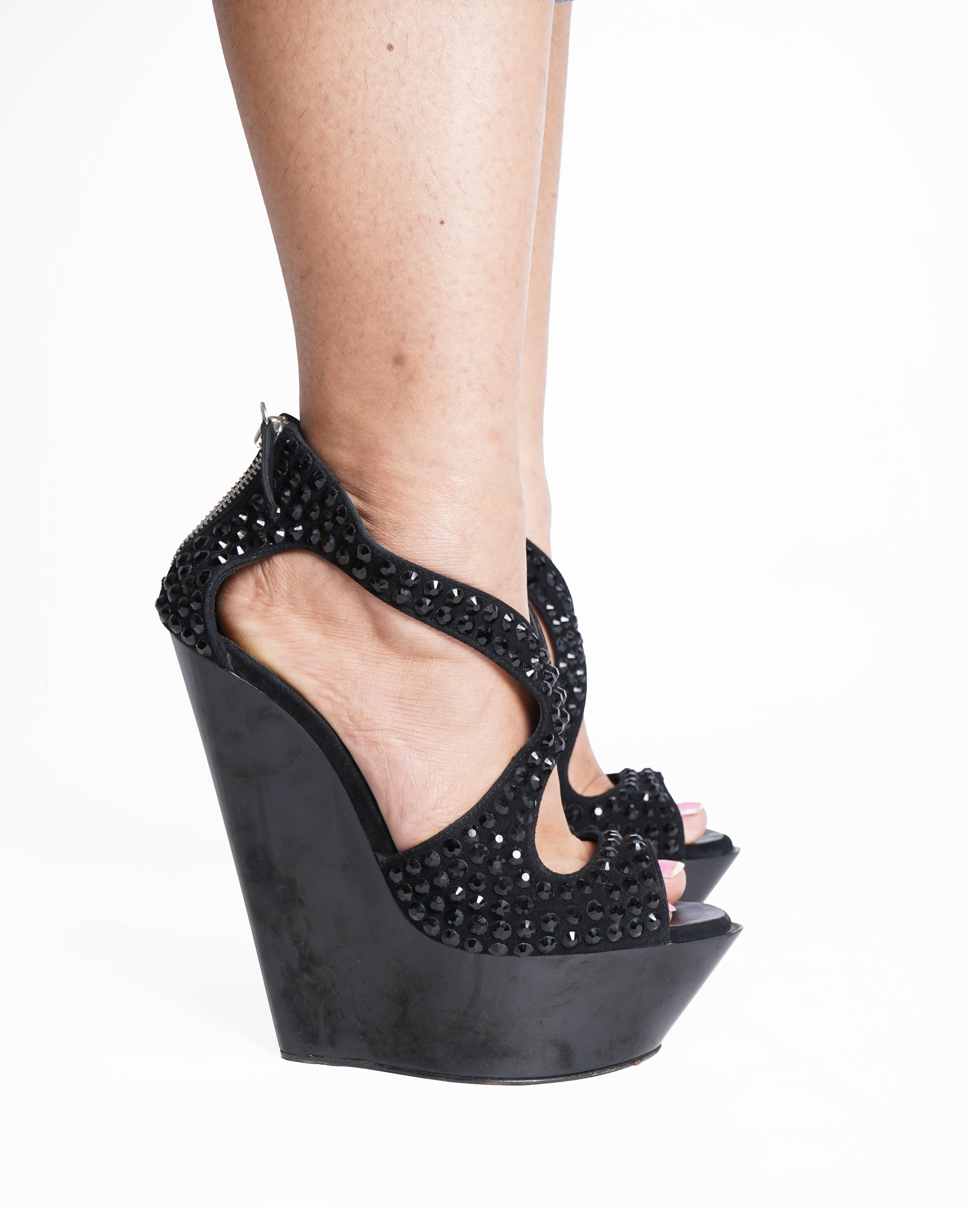 Giuseppe zanotti crystal embellished platform wedge heels