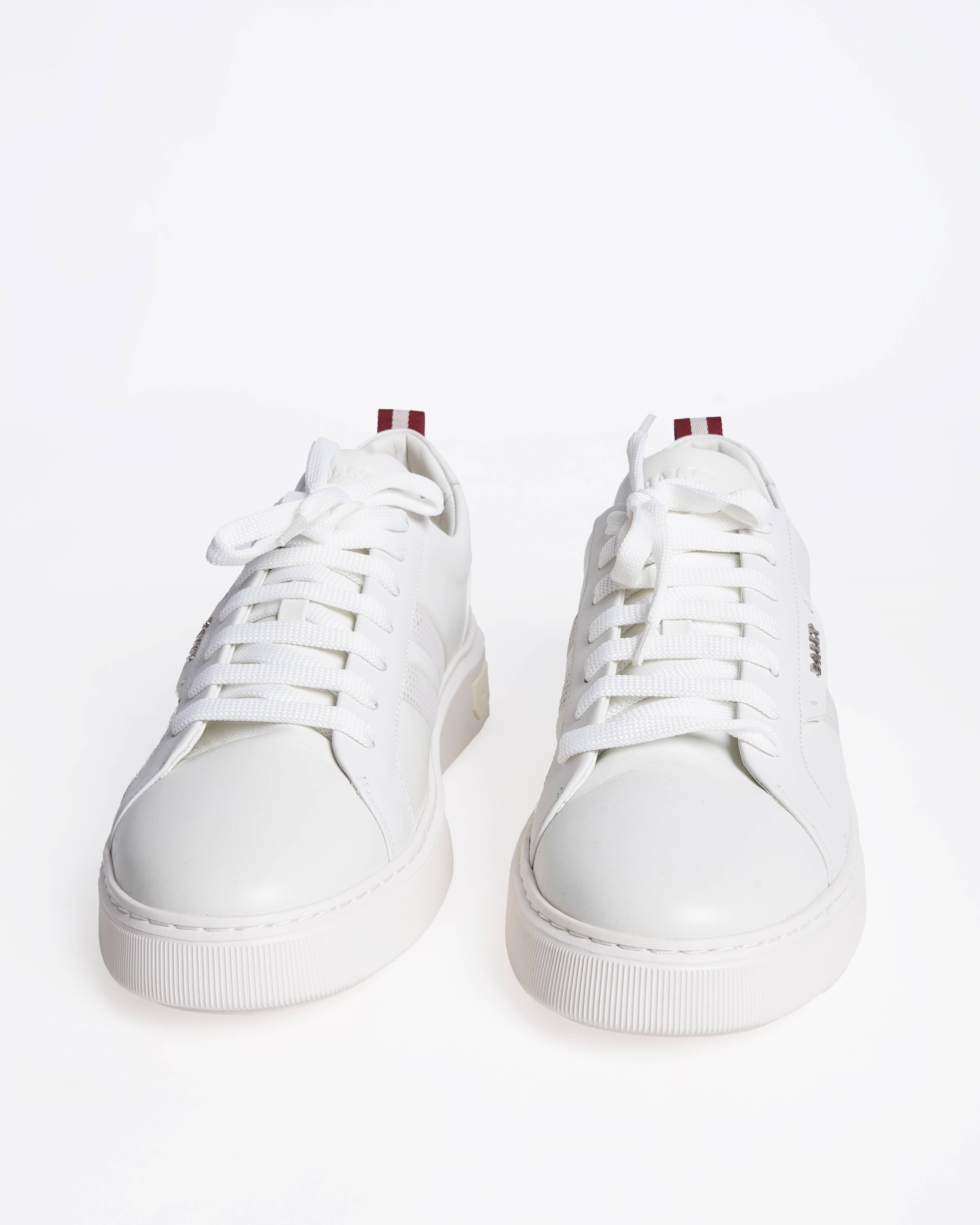 New Bally white lambskin Leather Low-Top sneakers