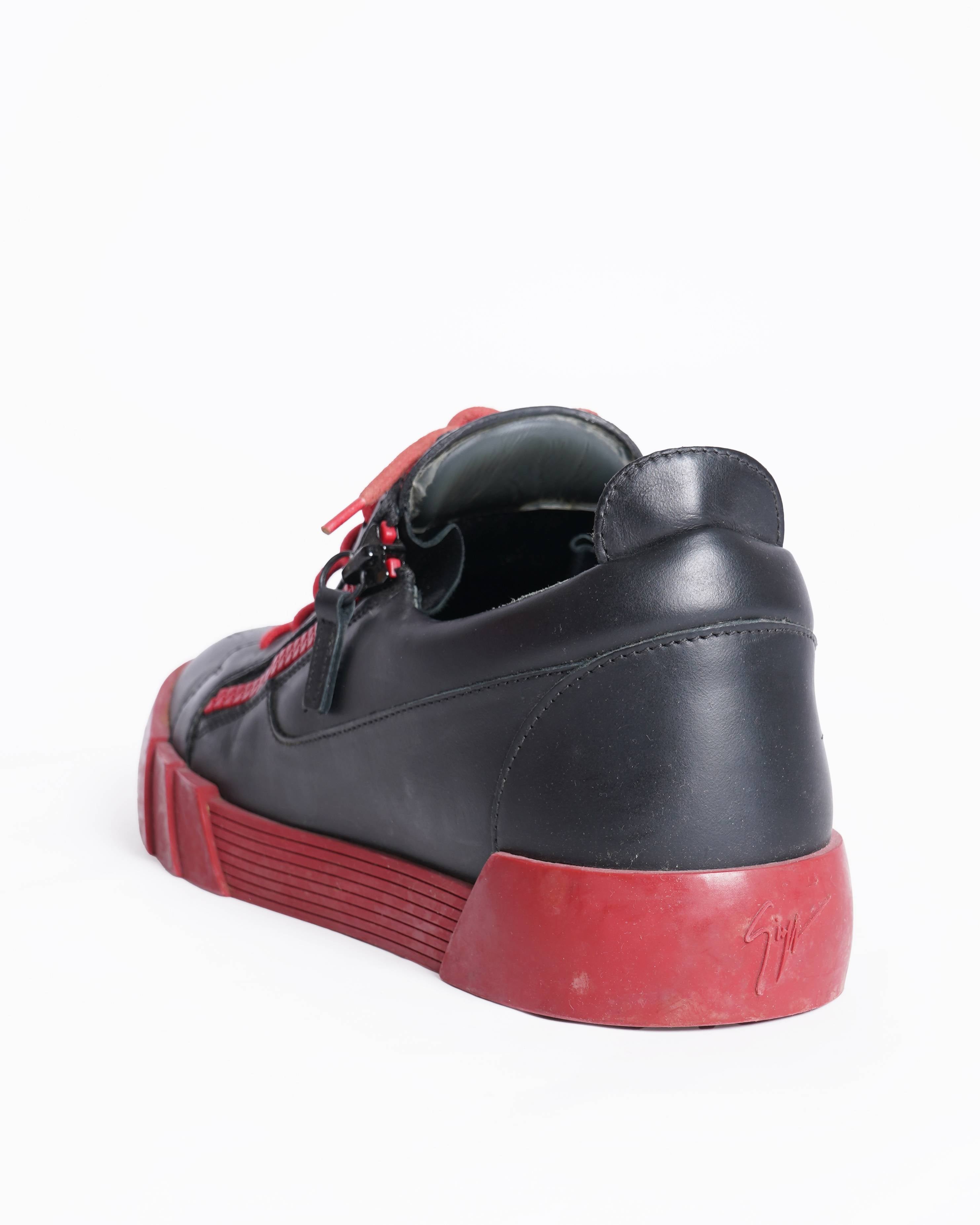 Guiseppe black and red lace up sneakers
