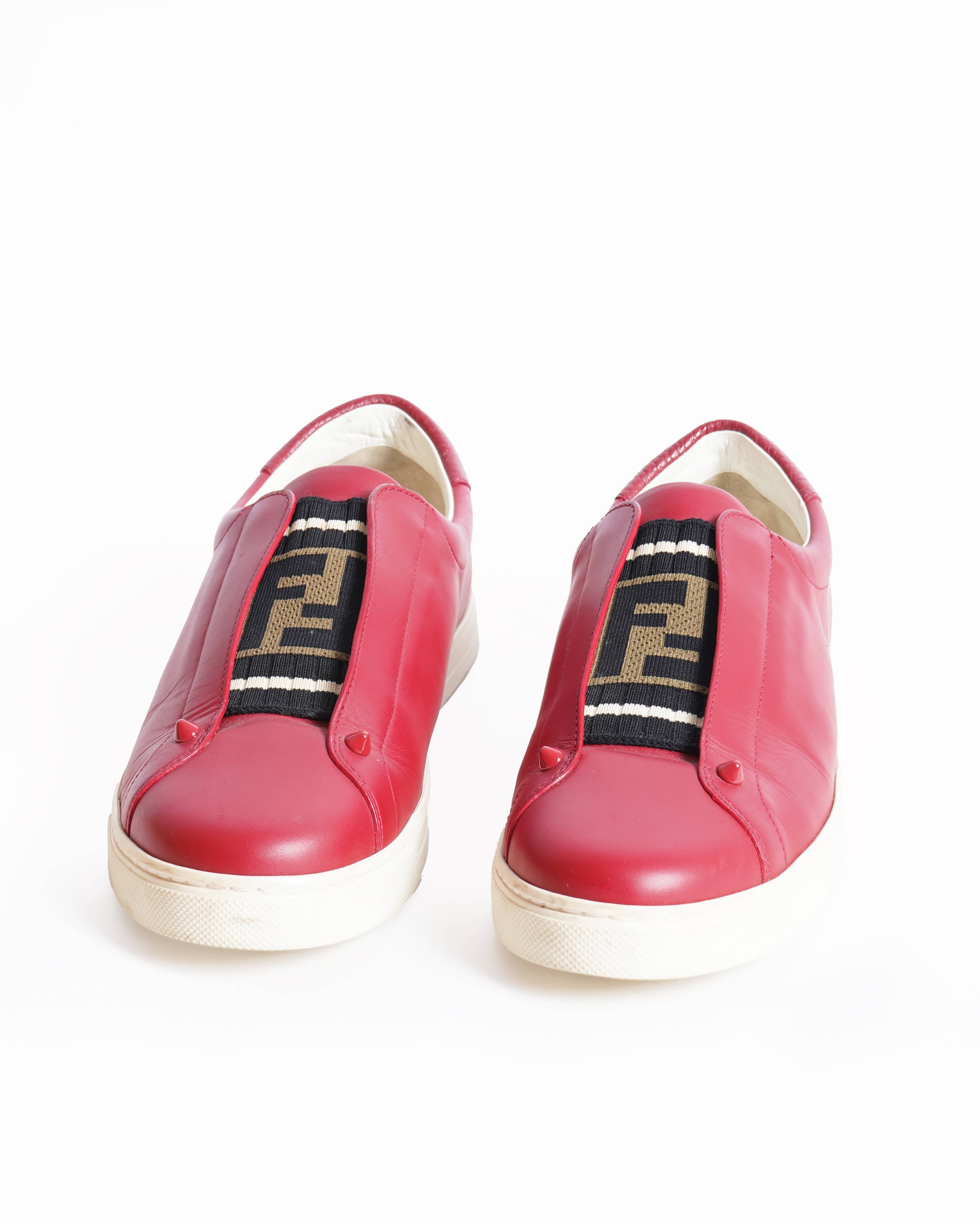 Fendi ff red slip on flow sneakers for women