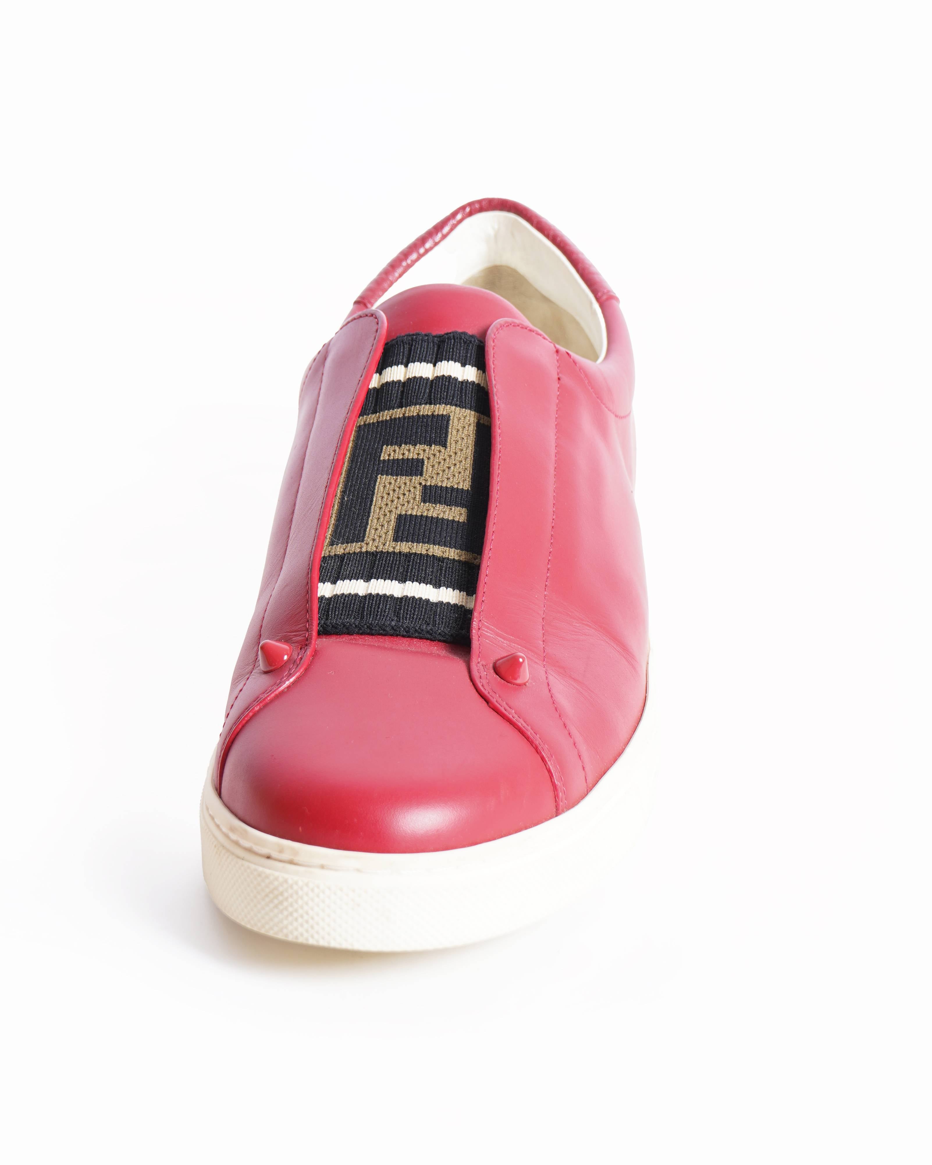 Fendi ff red slip on flow sneakers for women