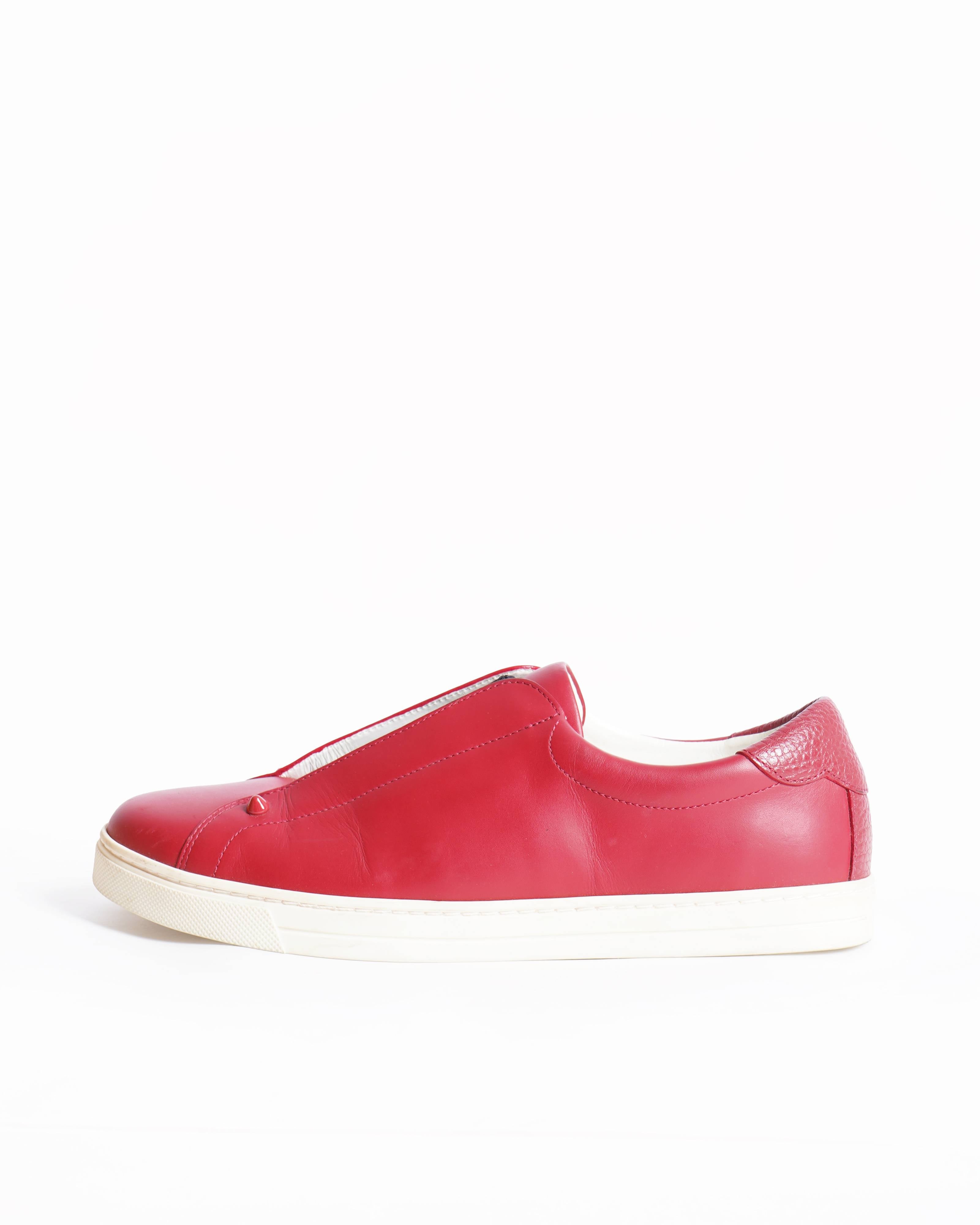 Fendi ff red slip on flow sneakers for women