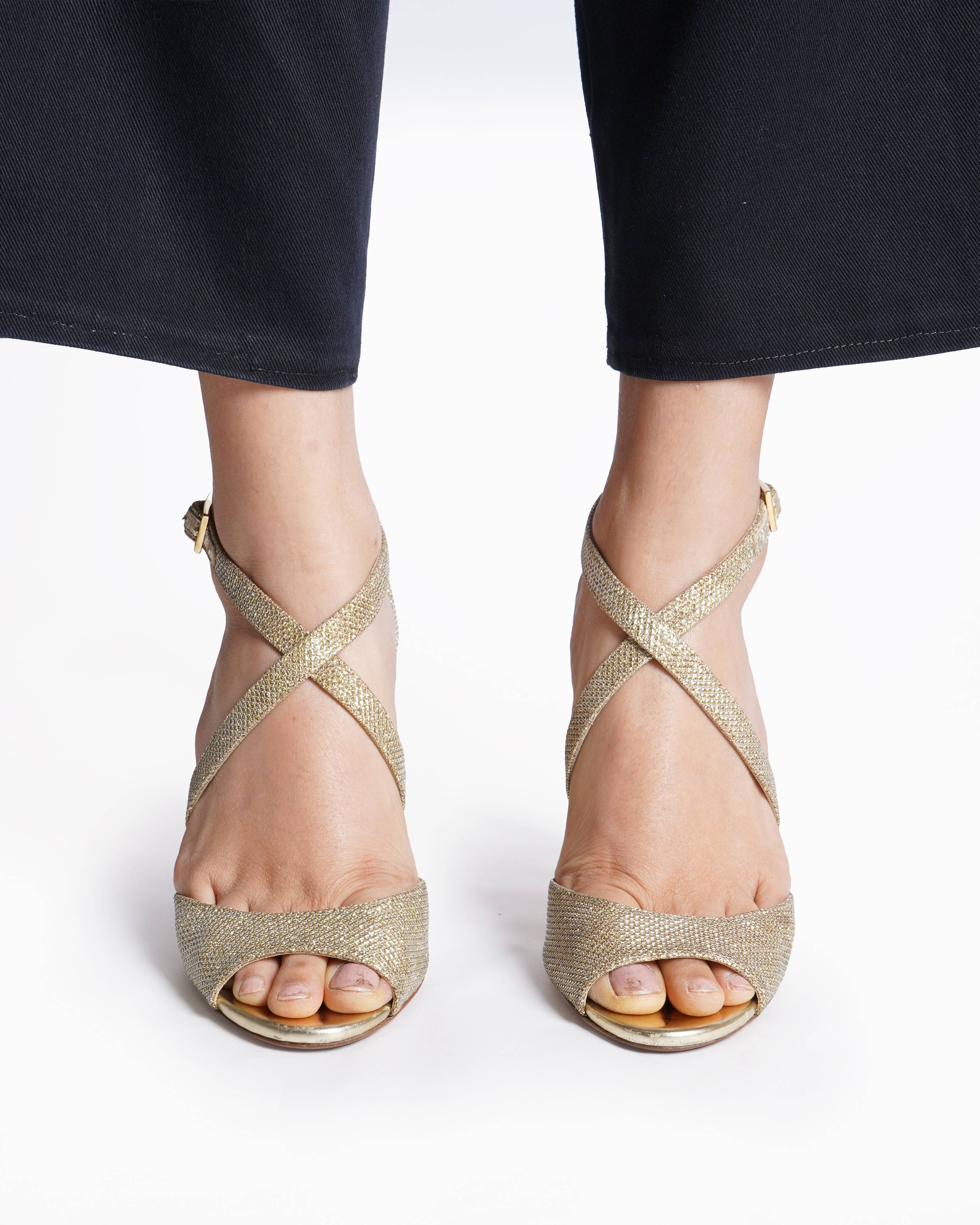 Jimmy choo emily strap glitter heels