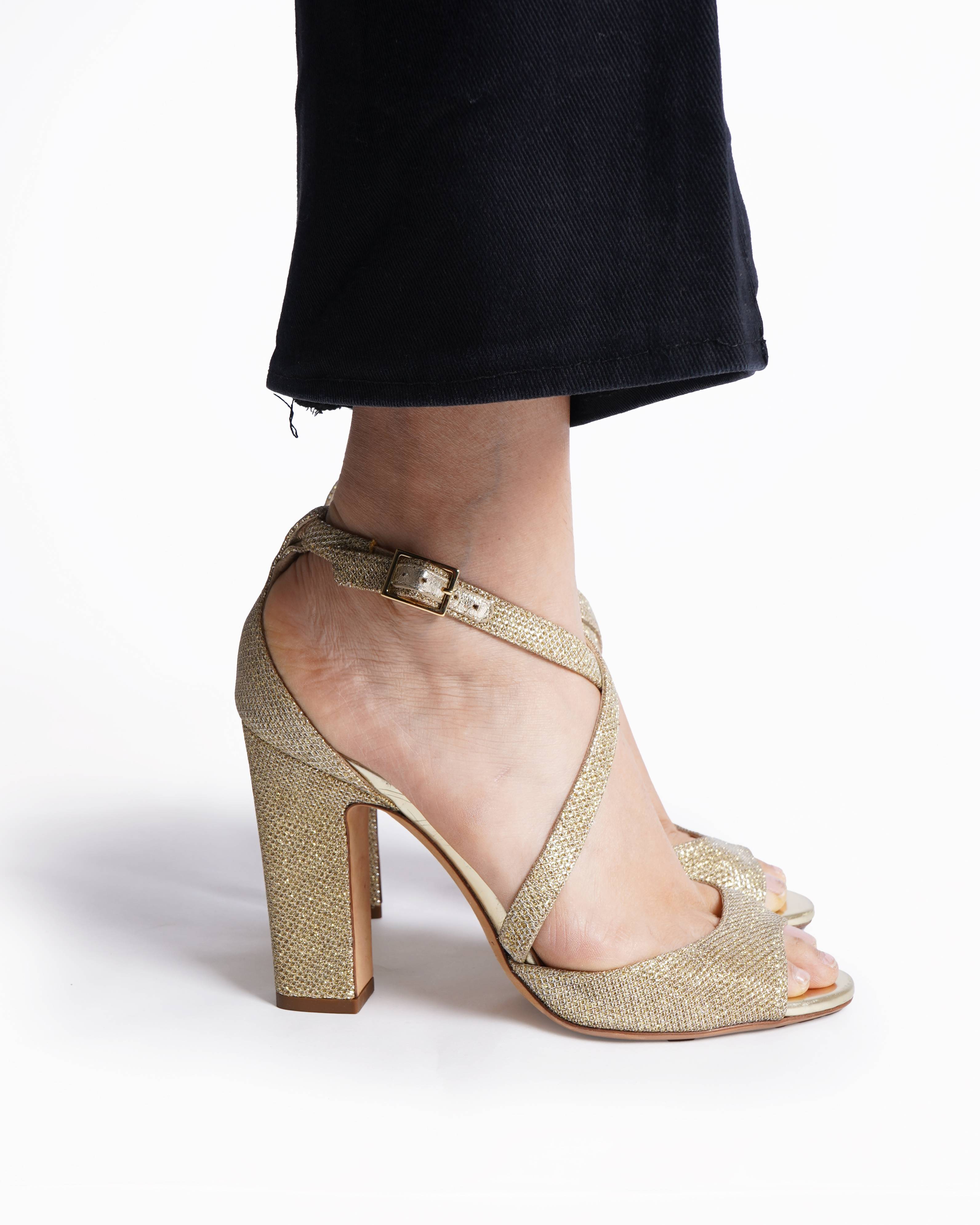 Jimmy choo emily strap glitter heels