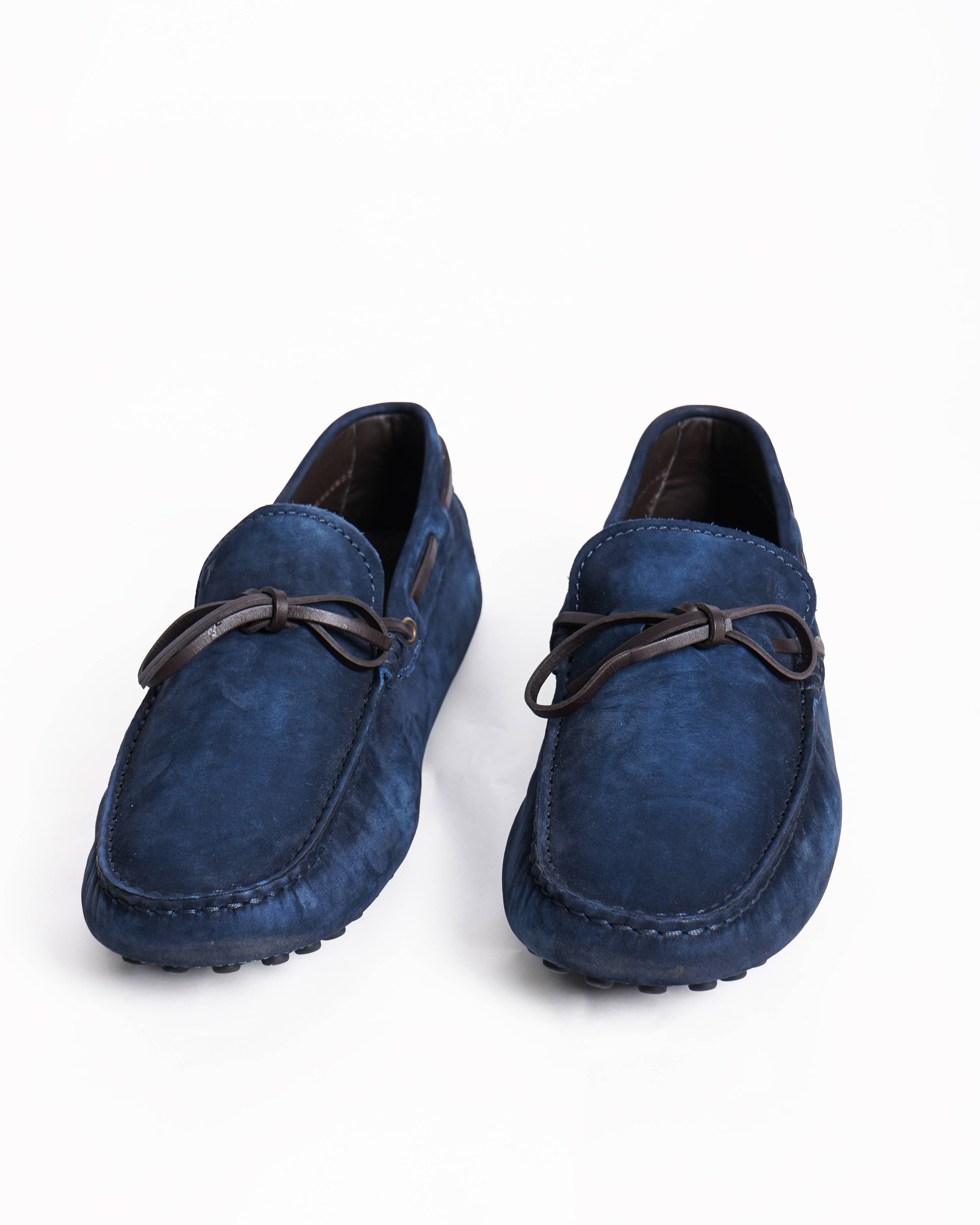 Tod's Navy Blue Suede loafers