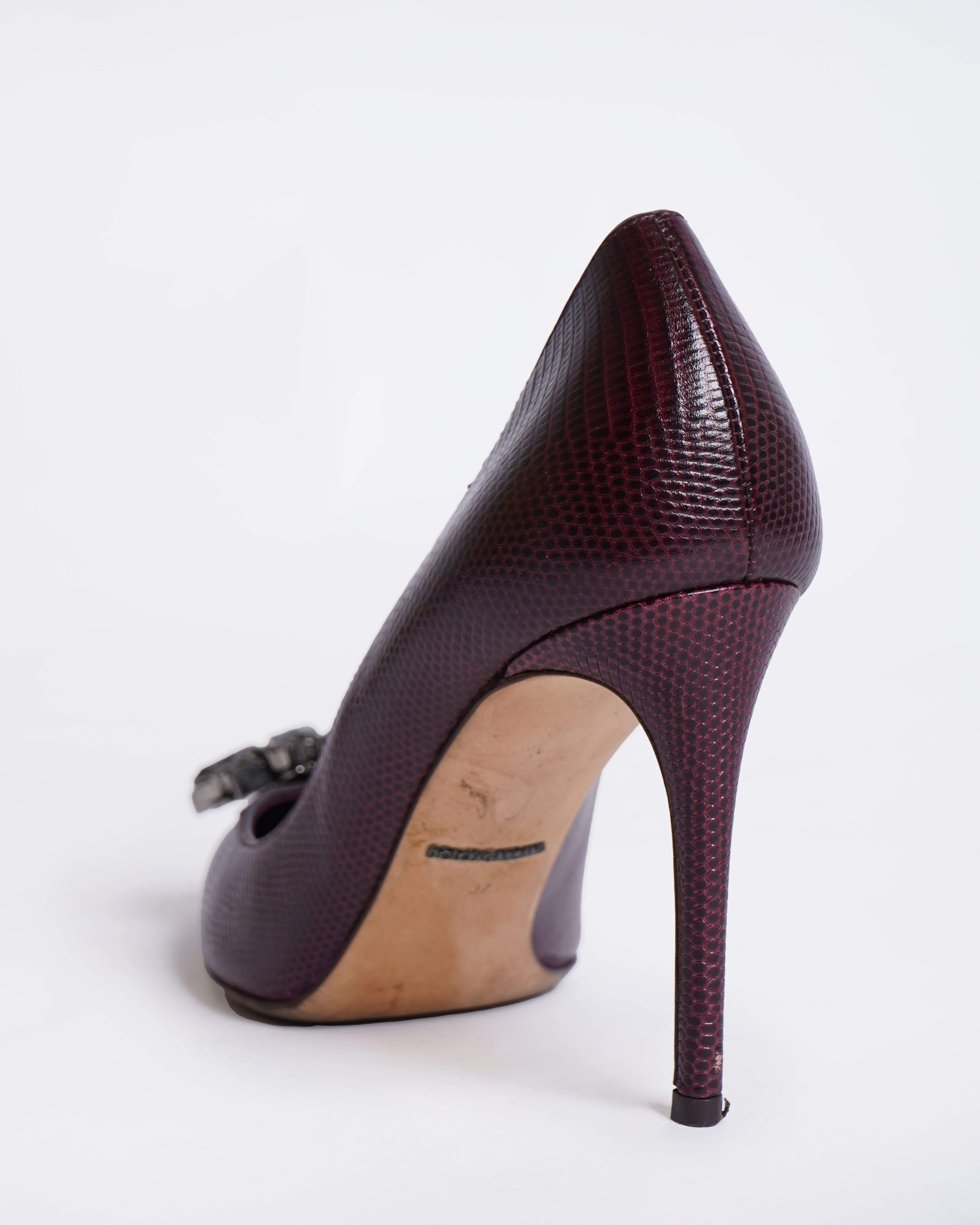 Dolce & Gabbana Crystal Embellished Pumps in Burgundy