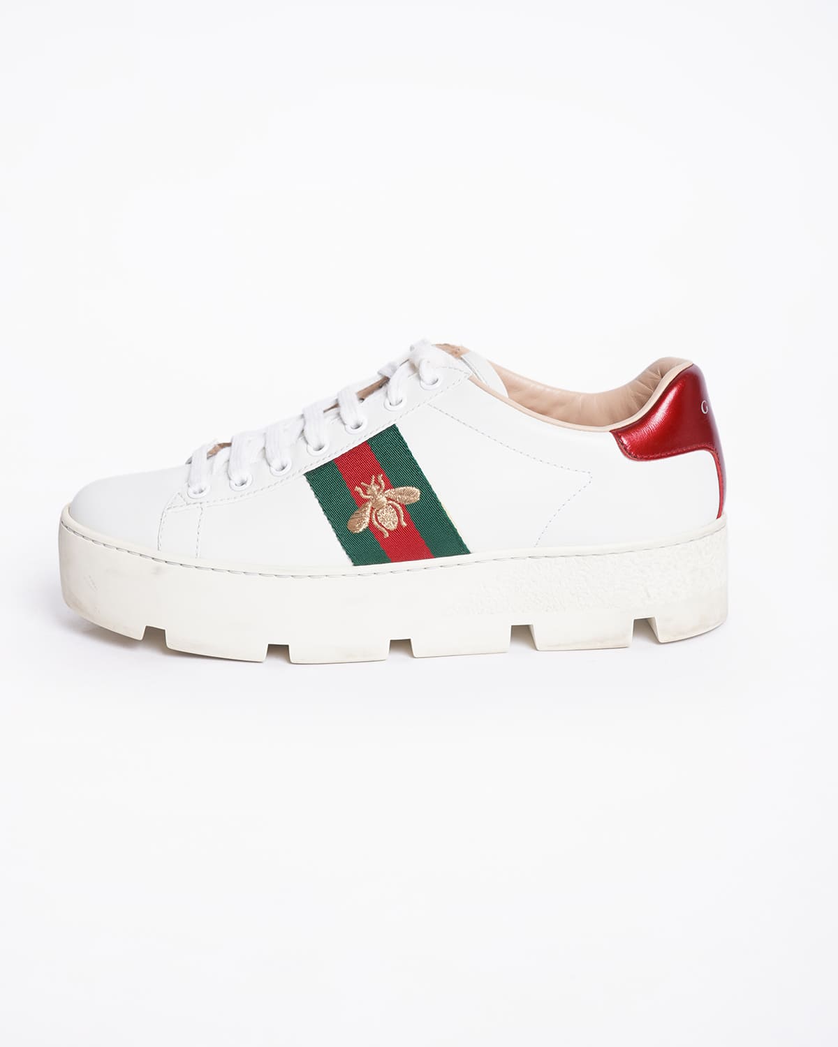 Gucci Women Ace Sneakers With Bee Side Patch