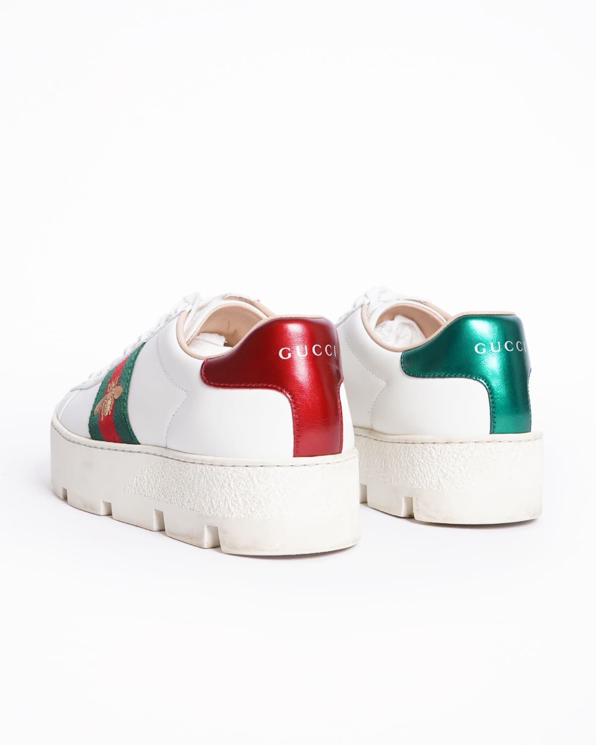 Gucci Women Ace Sneakers With Bee Side Patch