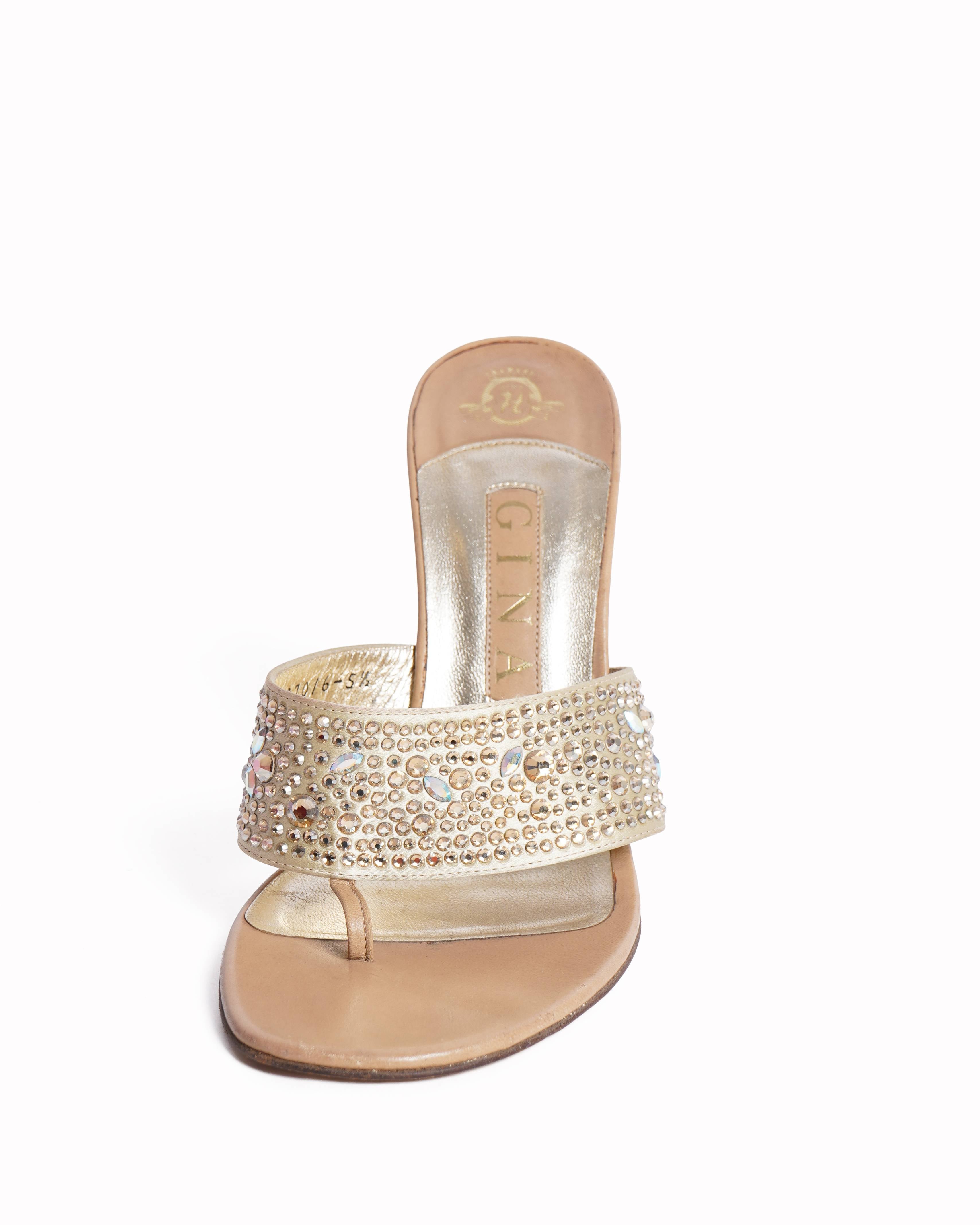Gina beige crystal thong embellished heels