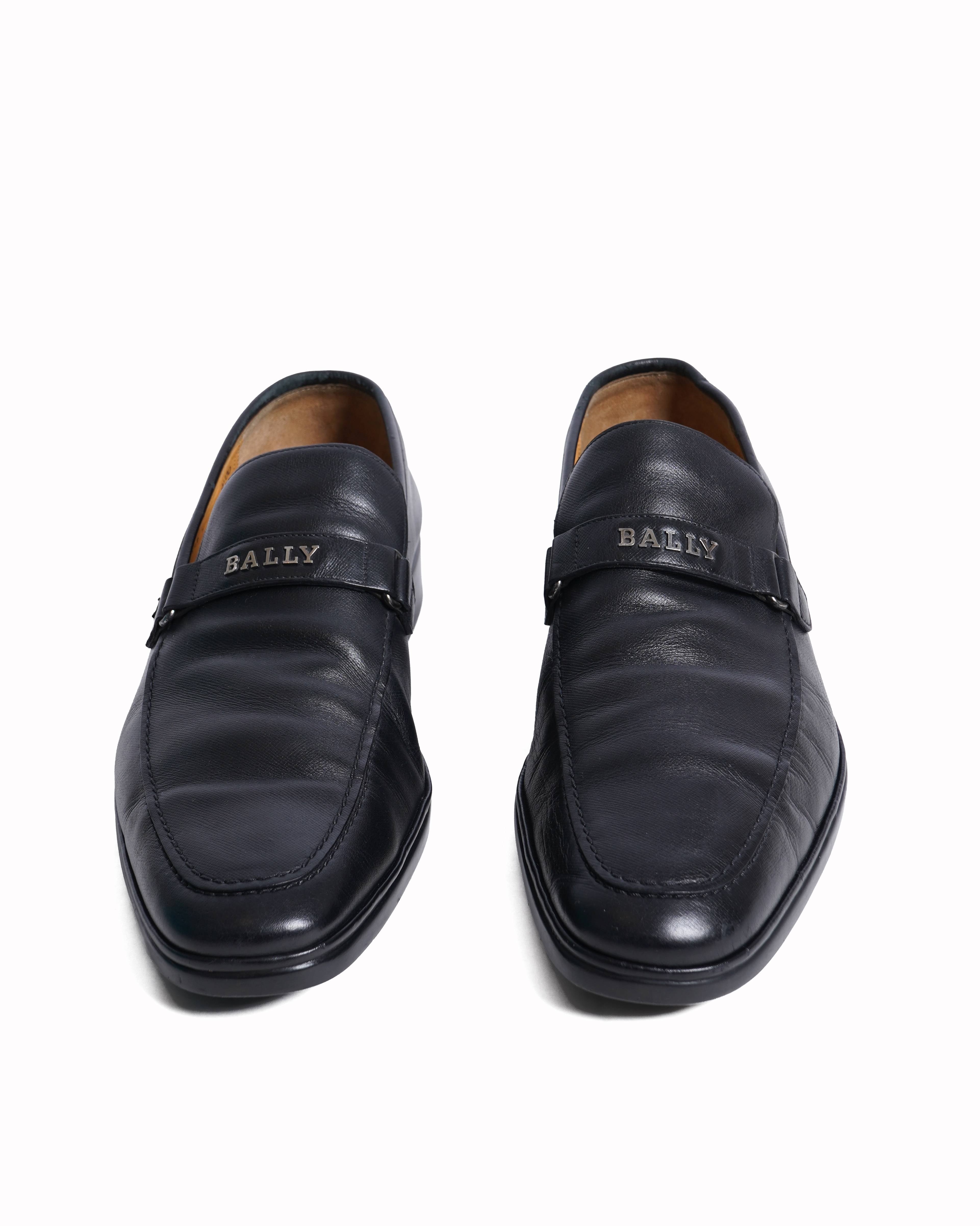 Bally black leather loafers