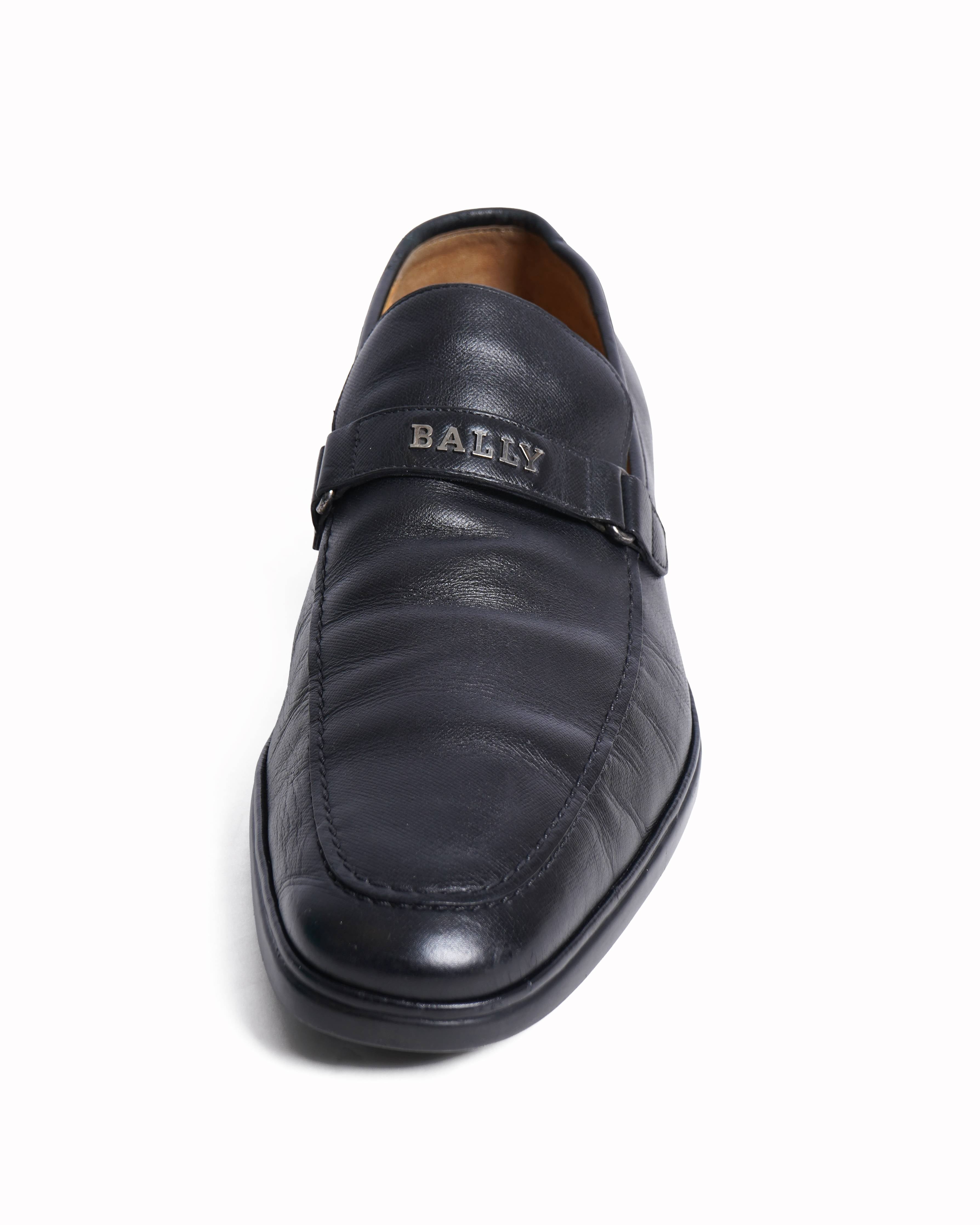 Bally black leather loafers