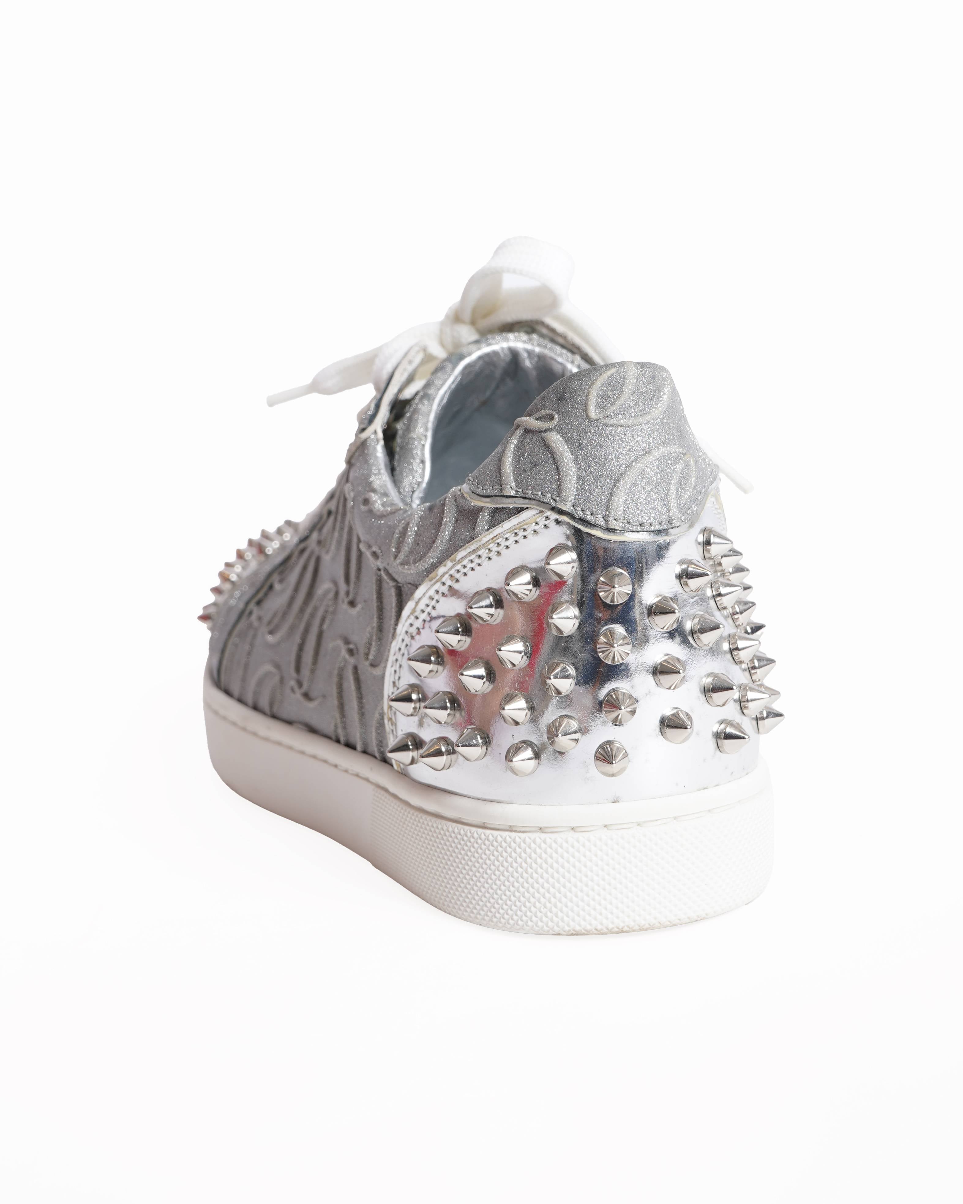 Christian Louboutin Glitter Calf Leather & Spike Women's Sneakers