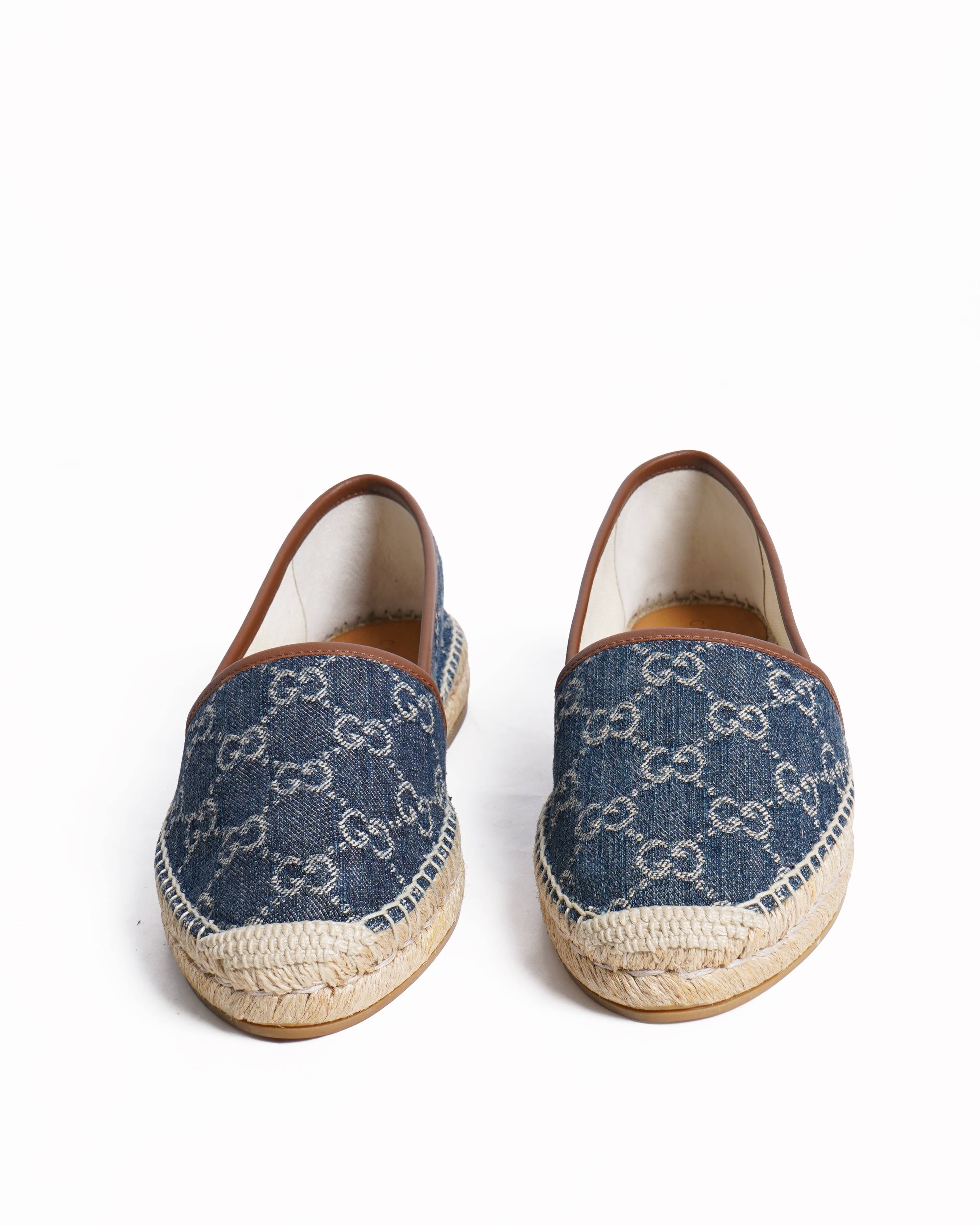 Gucci pilar espadrilles in blue jacquard denim