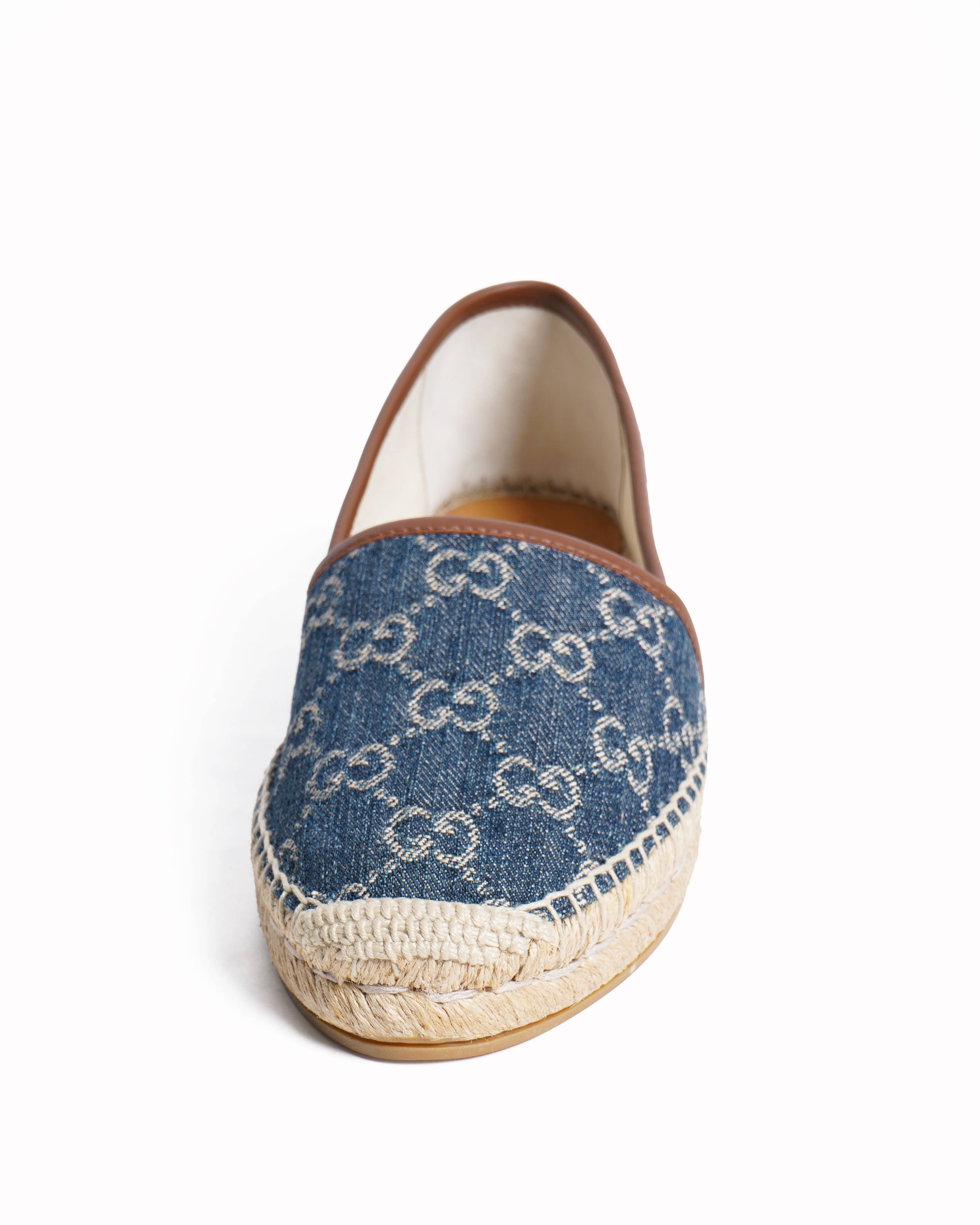 Gucci pilar espadrilles in blue jacquard denim