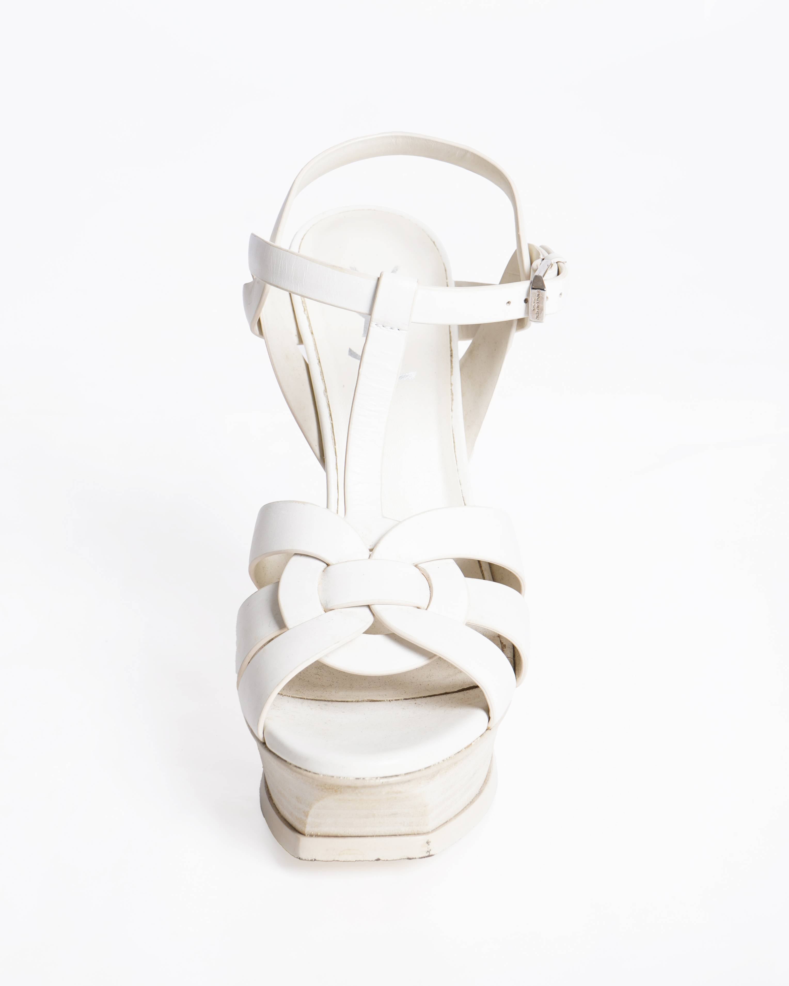 Yves Saint Laurent tribute White Leather heels