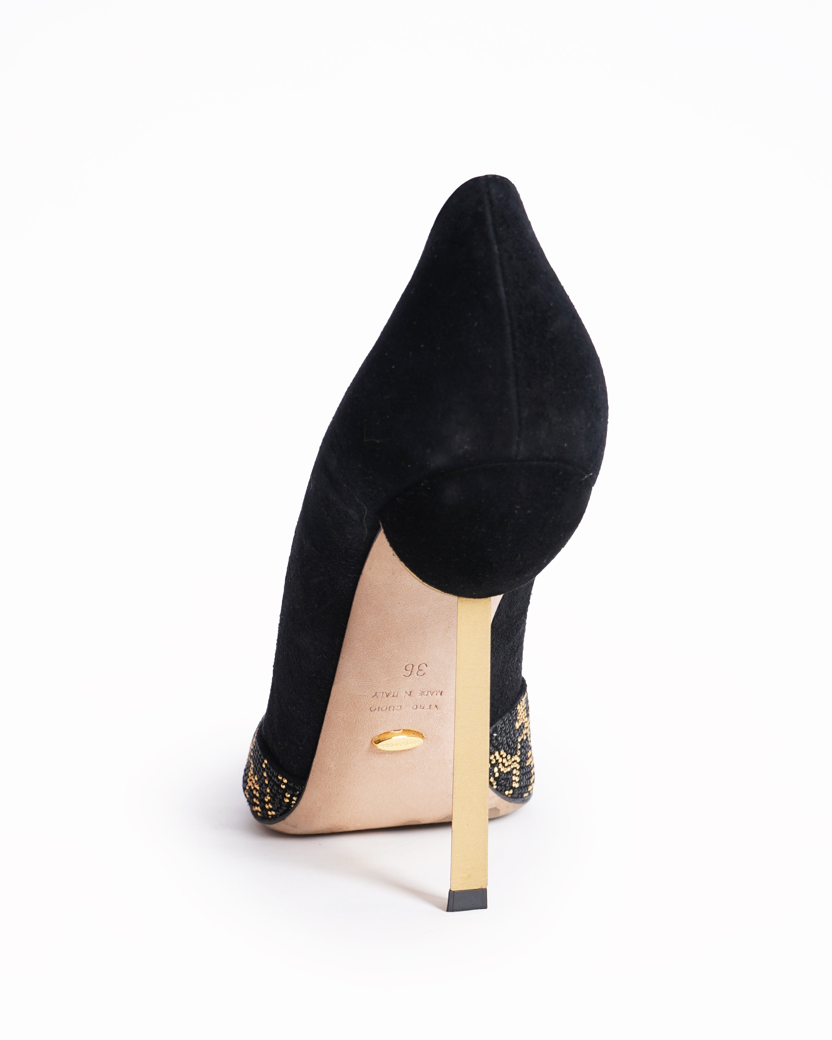 Sergio Rossi Leopard Juno Stud Suede Pumps