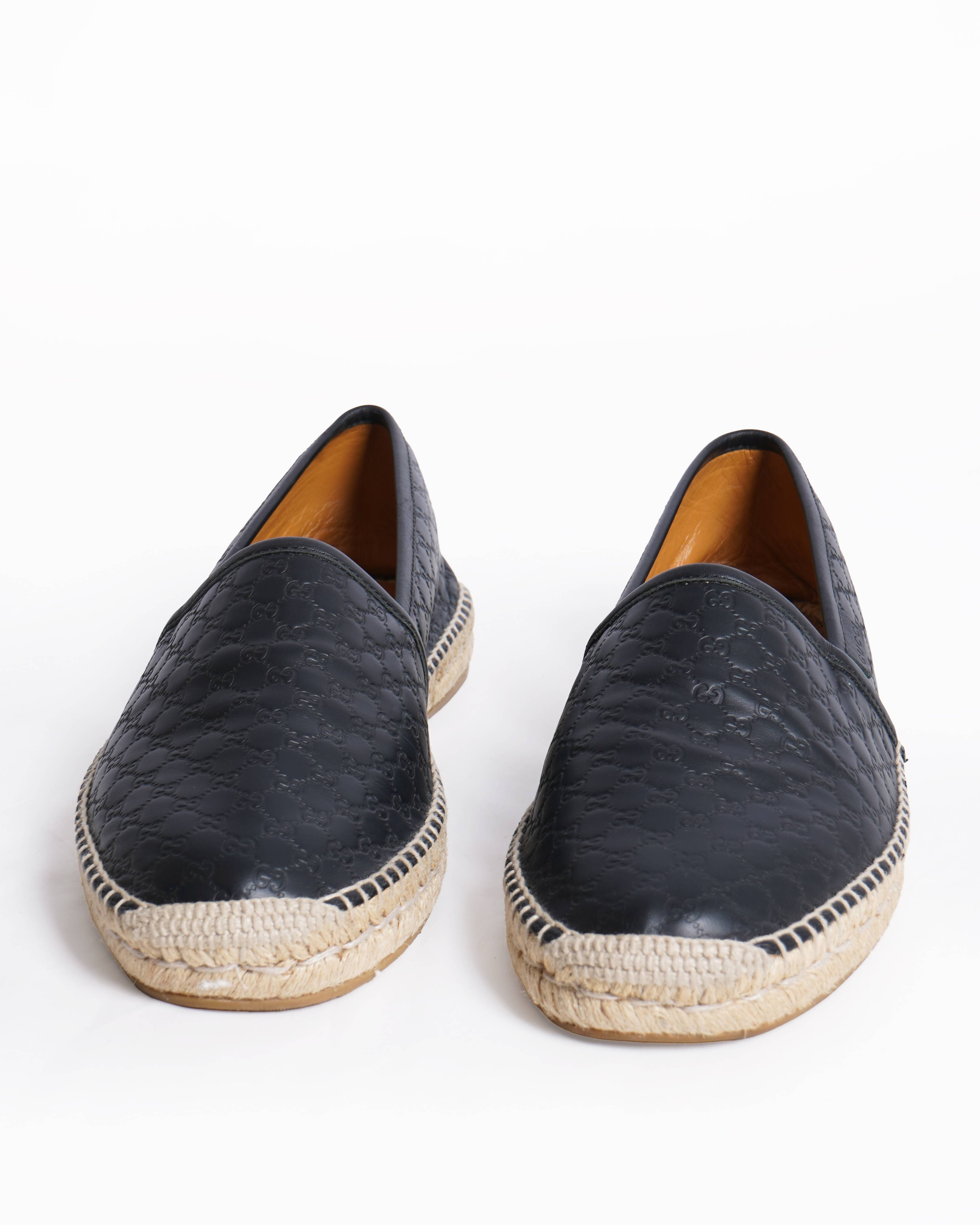 Gucci Men's Nero Micro Guccissima Leather Espadrilles