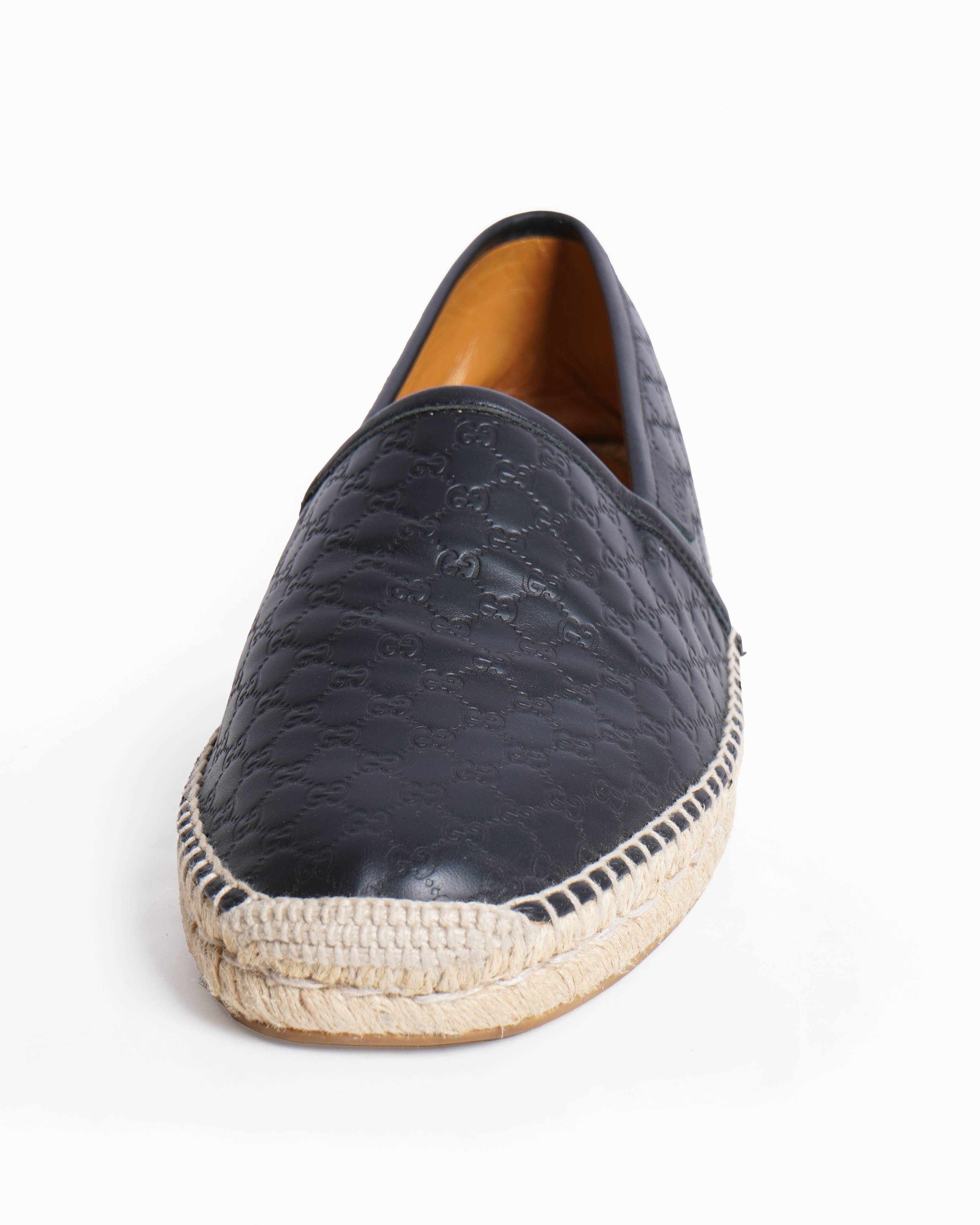 Gucci Men's Nero Micro Guccissima Leather Espadrilles