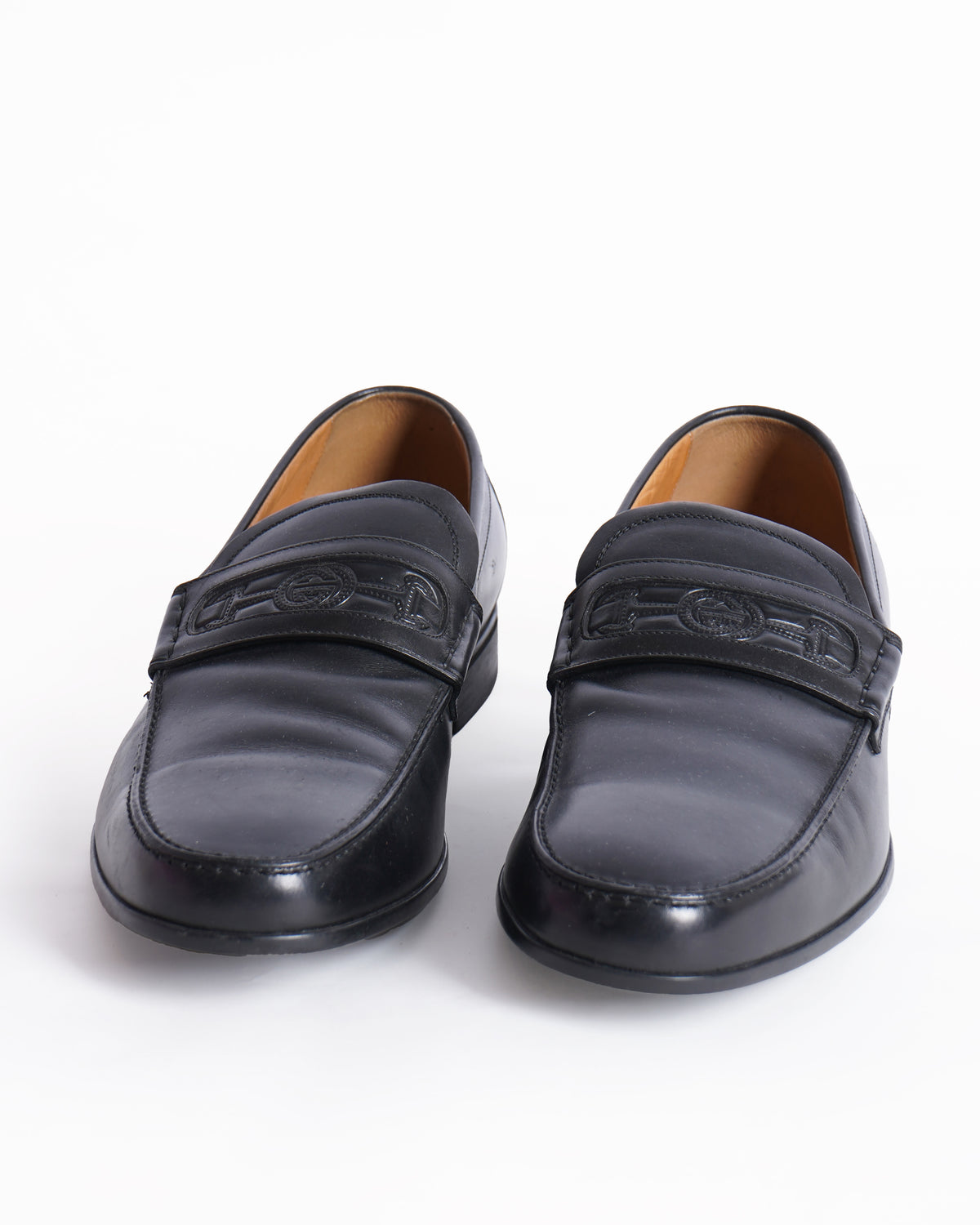 Gucci Black Embossed GG Leather Penny Loafers Gucci Men main image 2