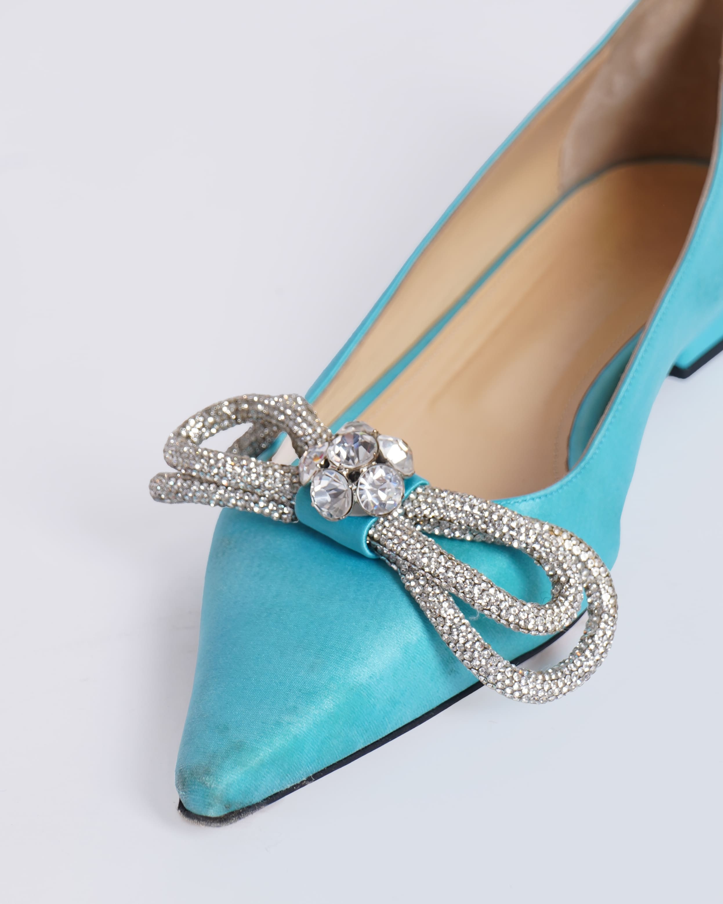 Mach & Mach Crustal Embellished Satin Mules