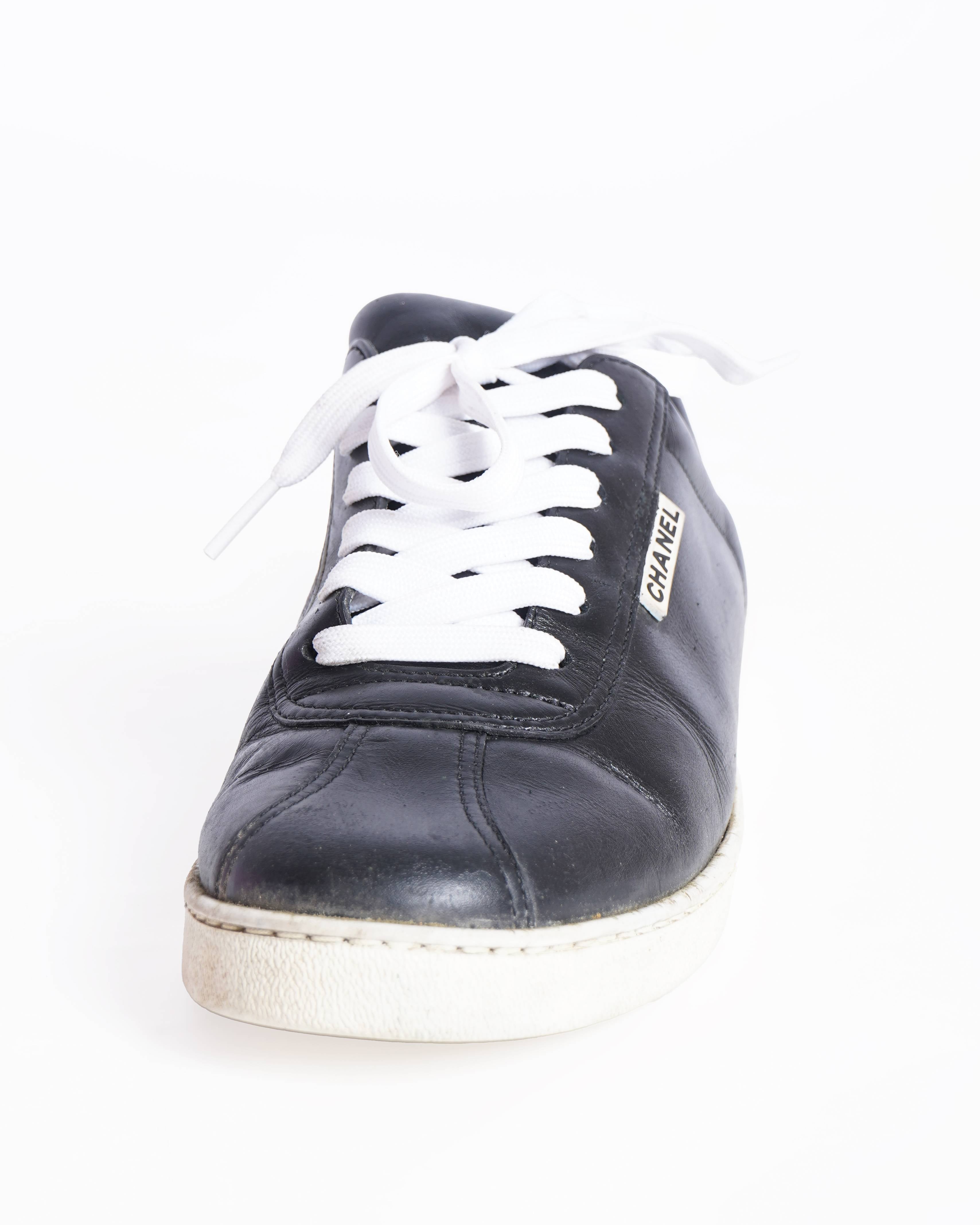 Chanel Leather Sneakers in Black