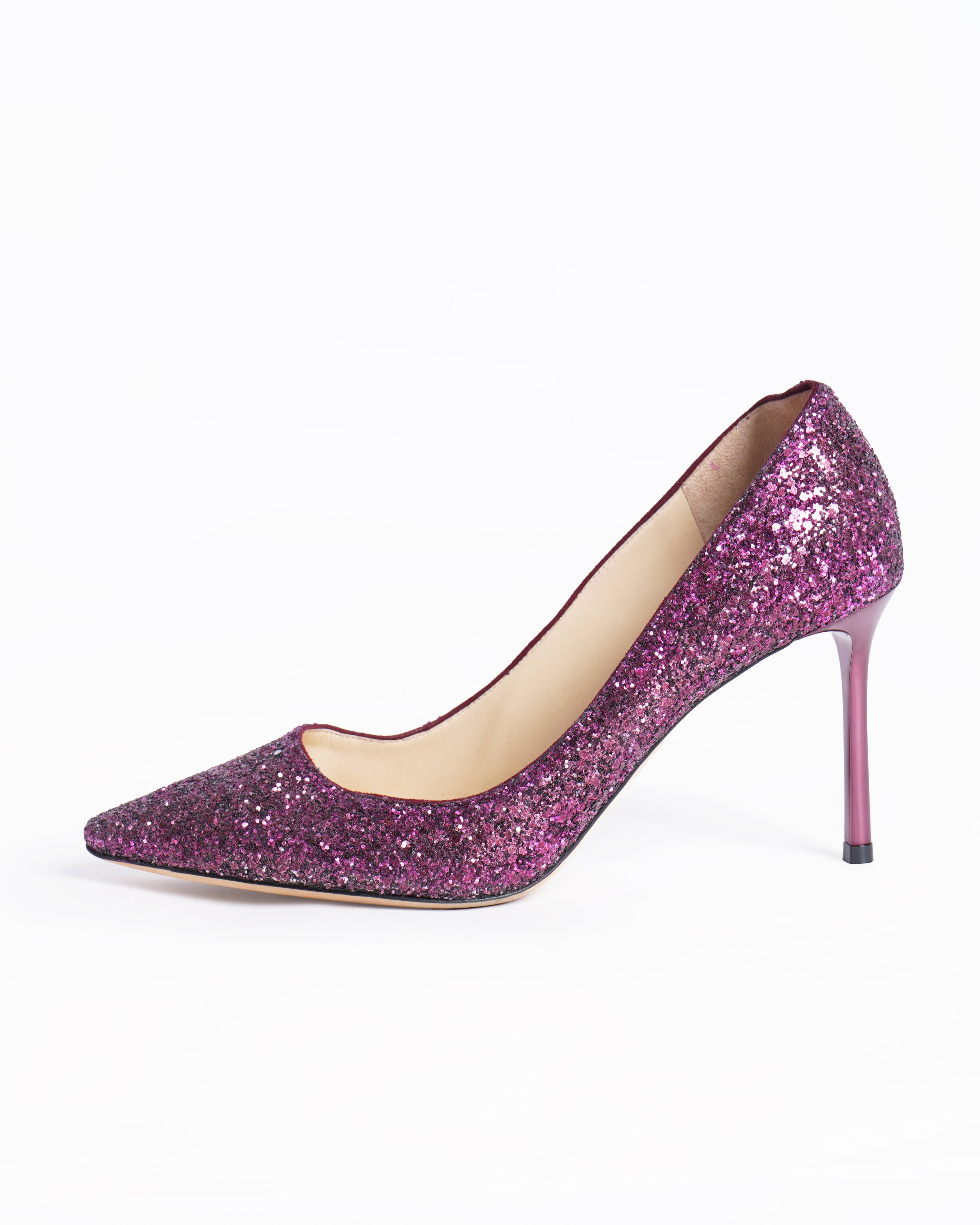 Jimmy choo romy purple glitter pumps