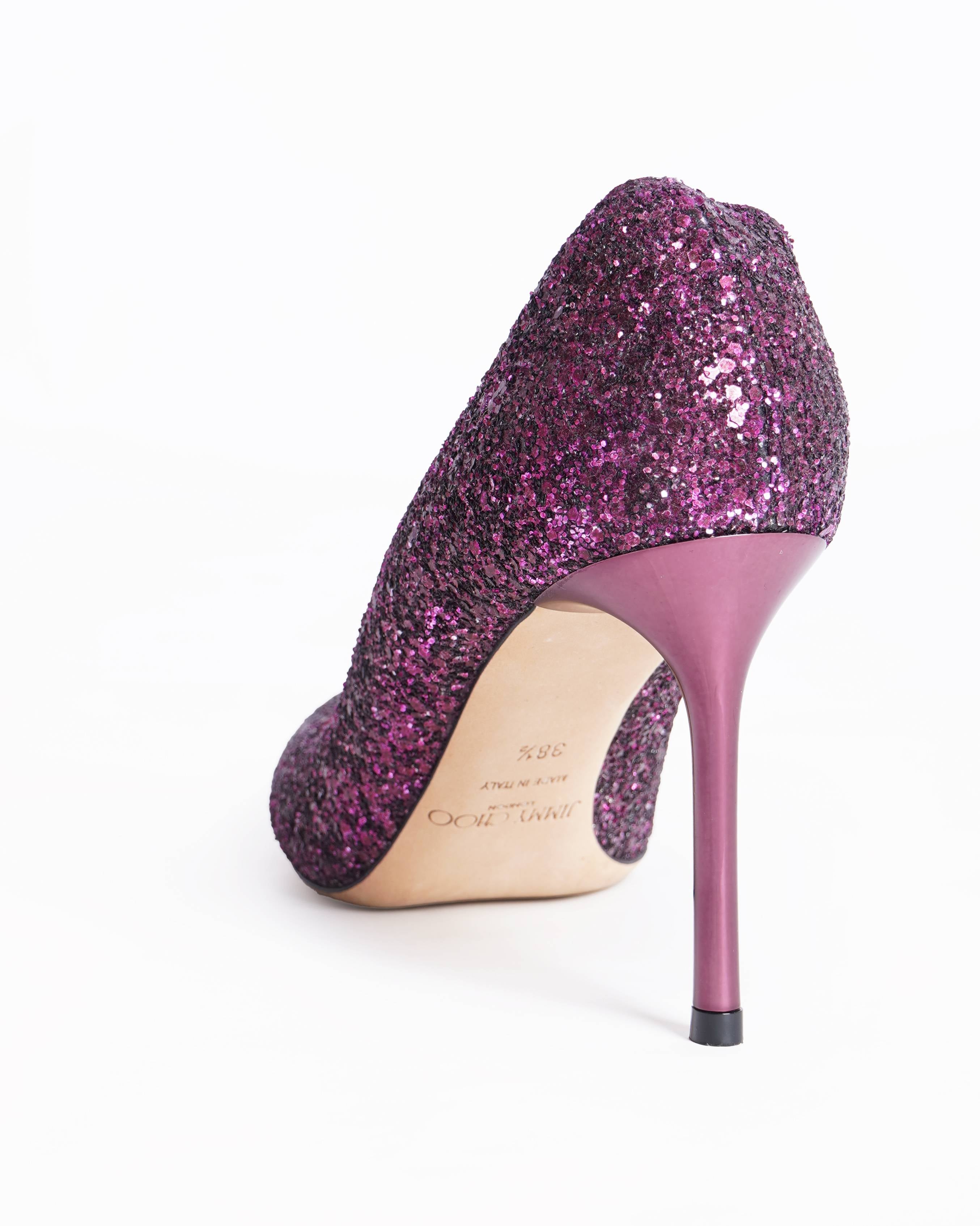Jimmy choo romy purple glitter pumps