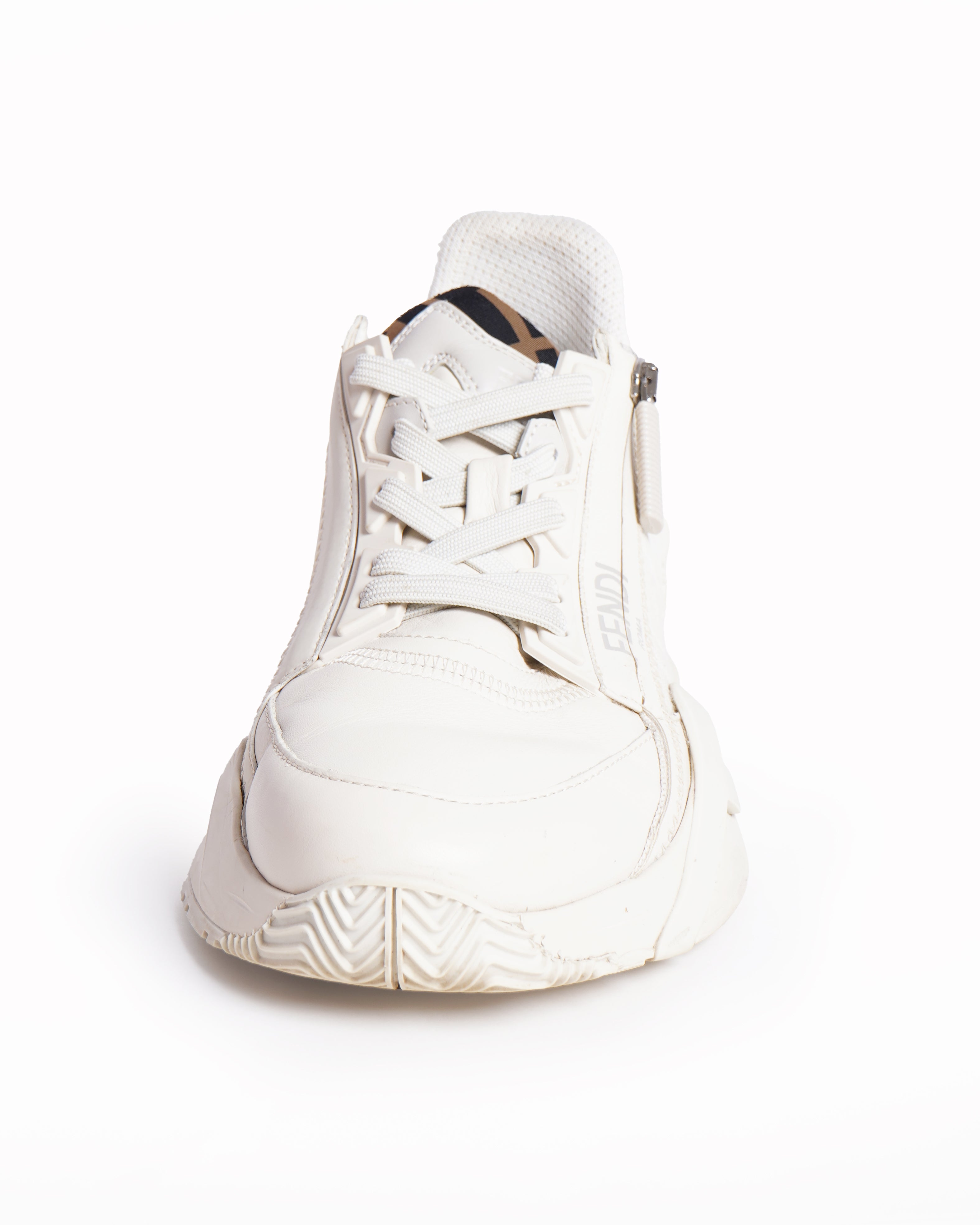 Fendi Flow Sneakers In White Leather Low Top