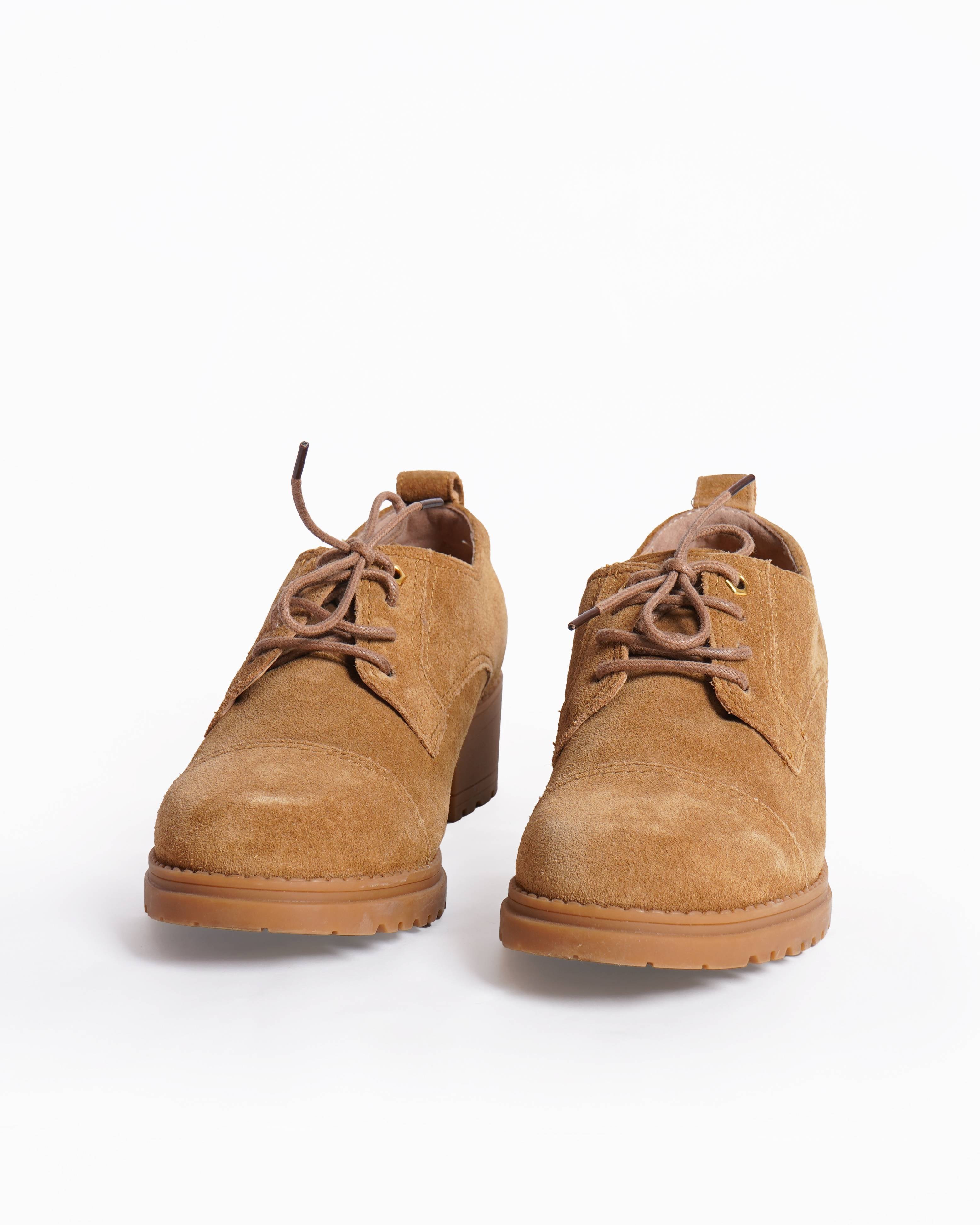 Cole Haan Camea Heritage Tan Suede Heeled Loafers