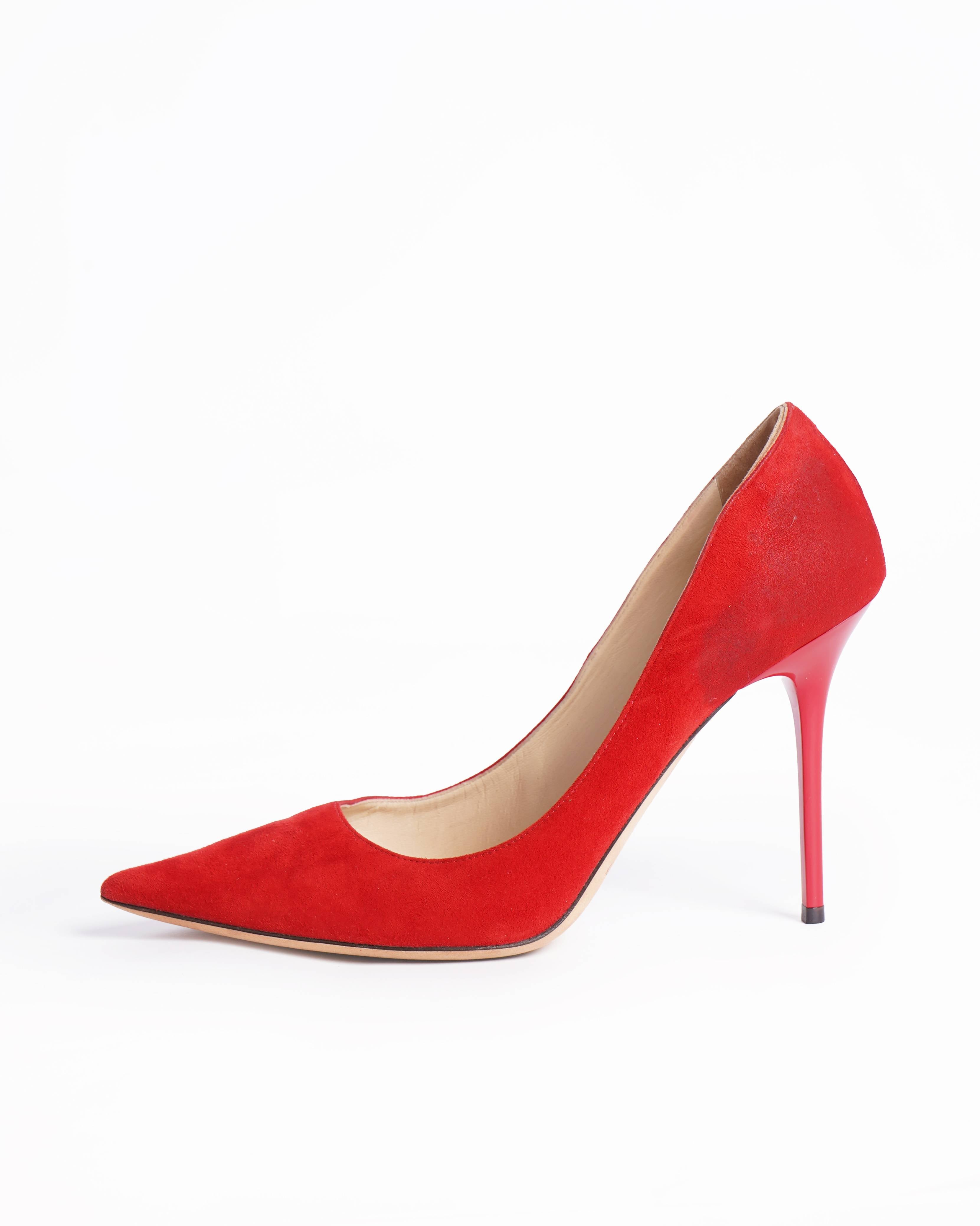 Jimmy choo abel suede red pumps