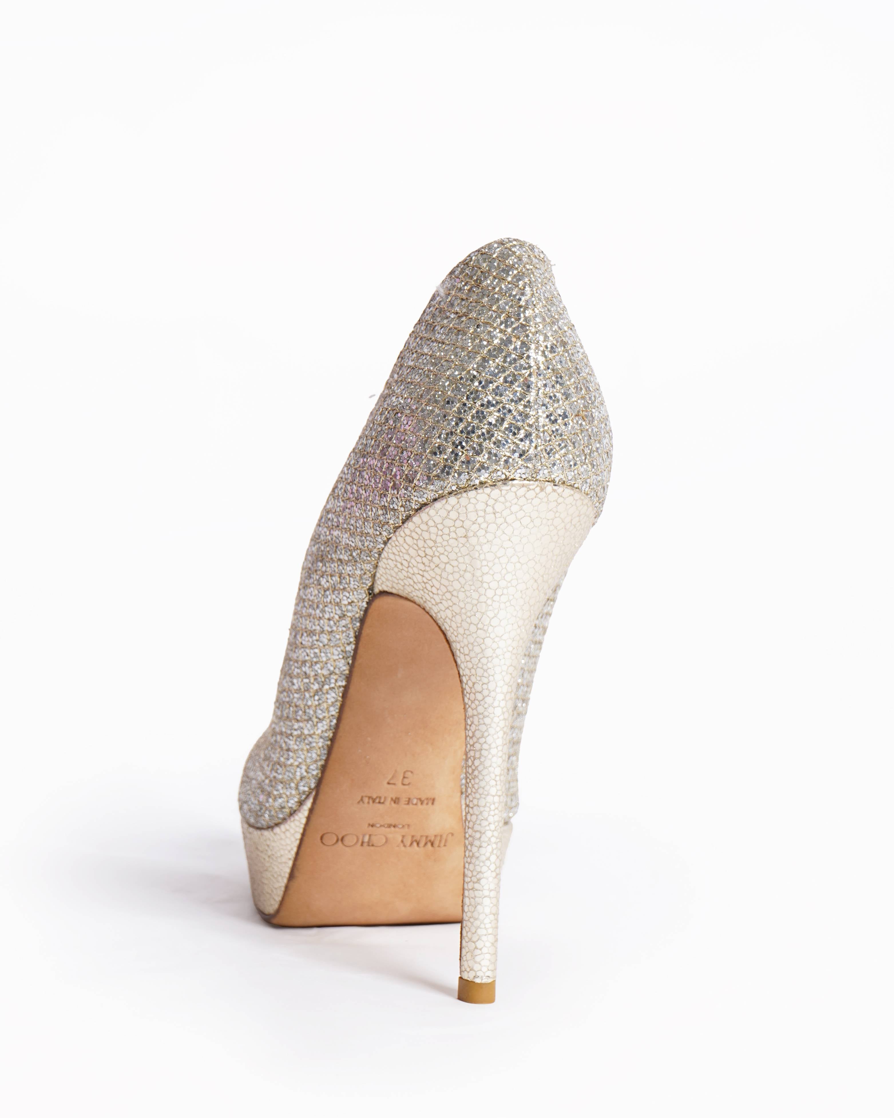 Jimmy Choo Glitter Pumps In Gold Tone