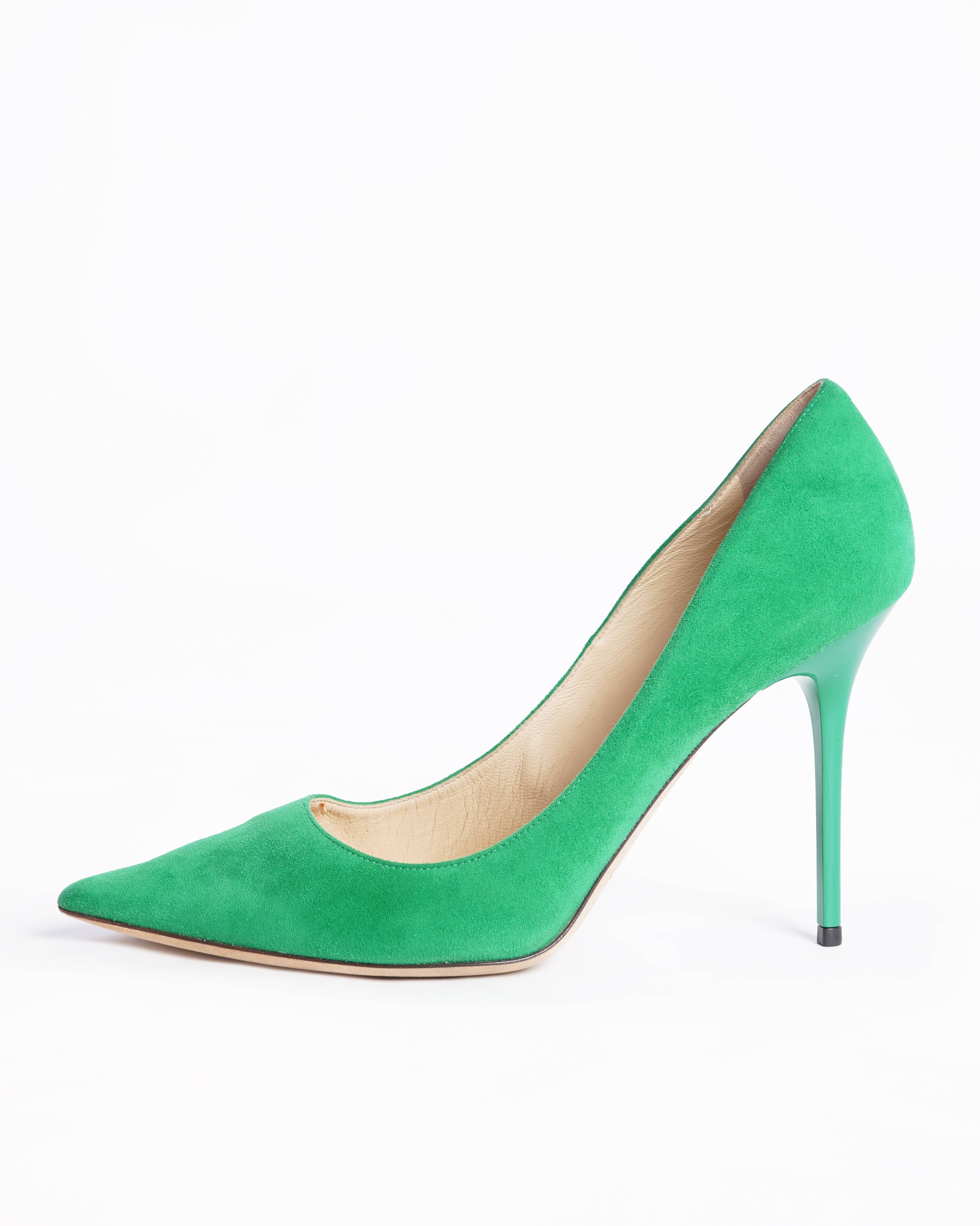 Jimmy choo green suede abel pumps