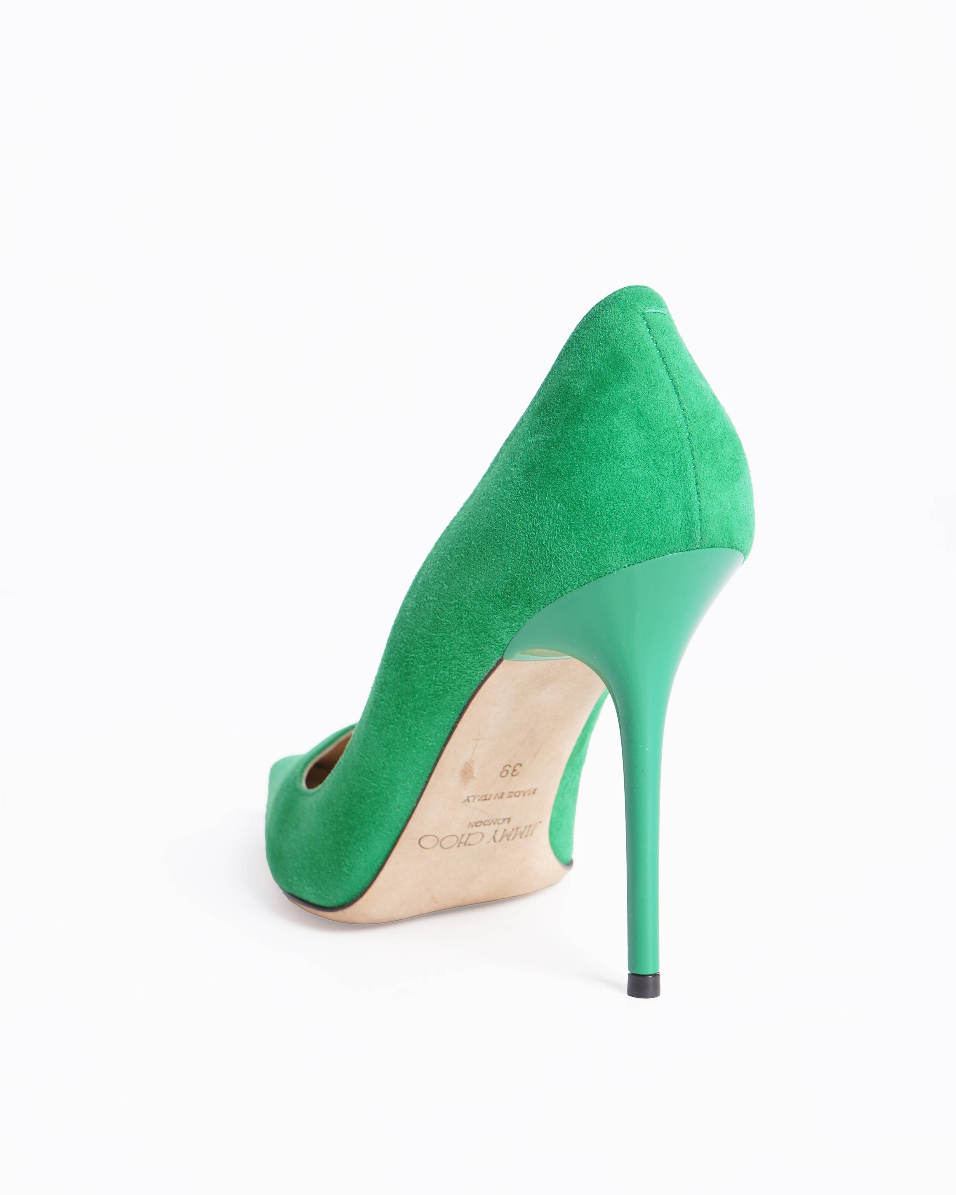Jimmy choo green suede abel pumps