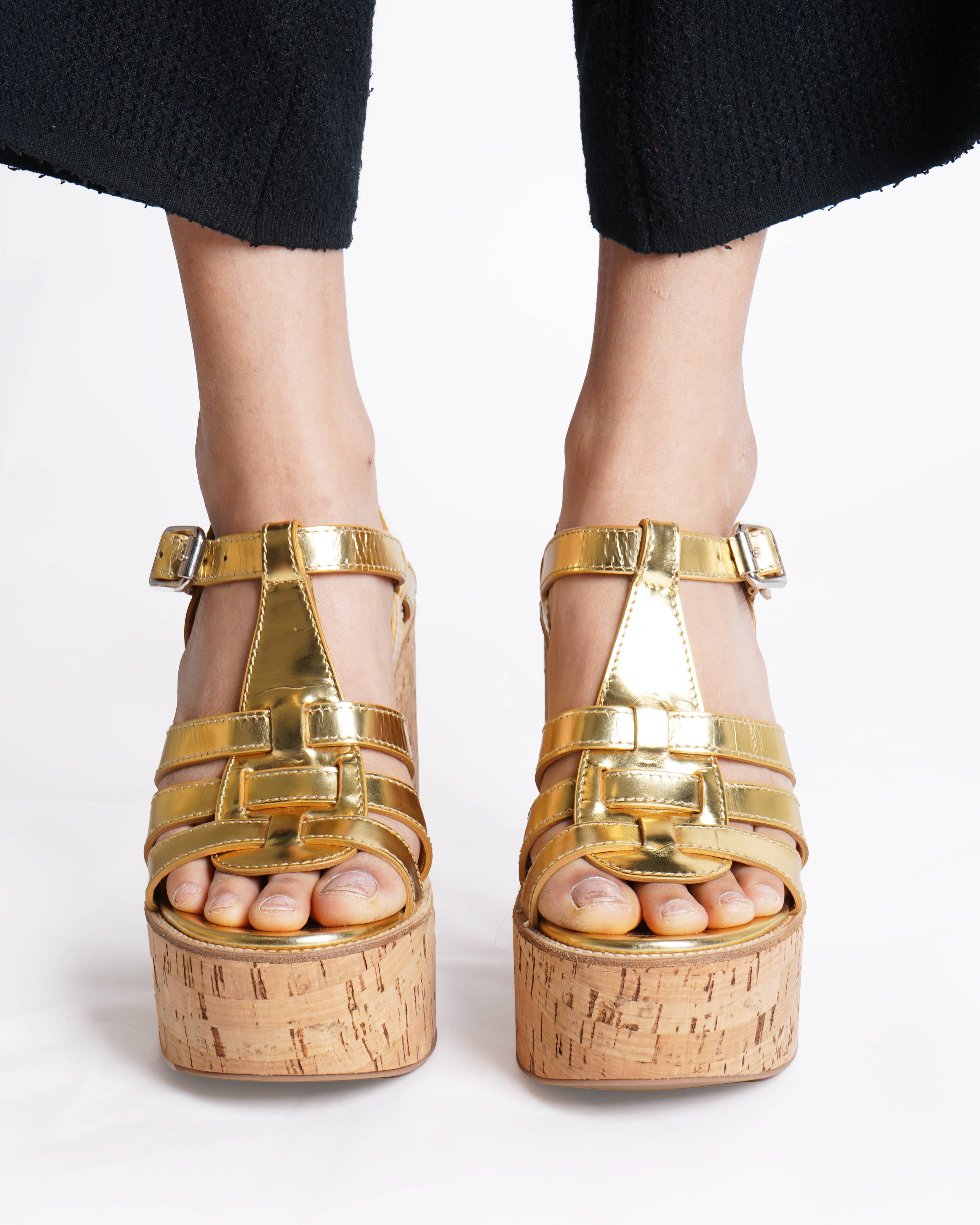 Miu Miu gold sandals