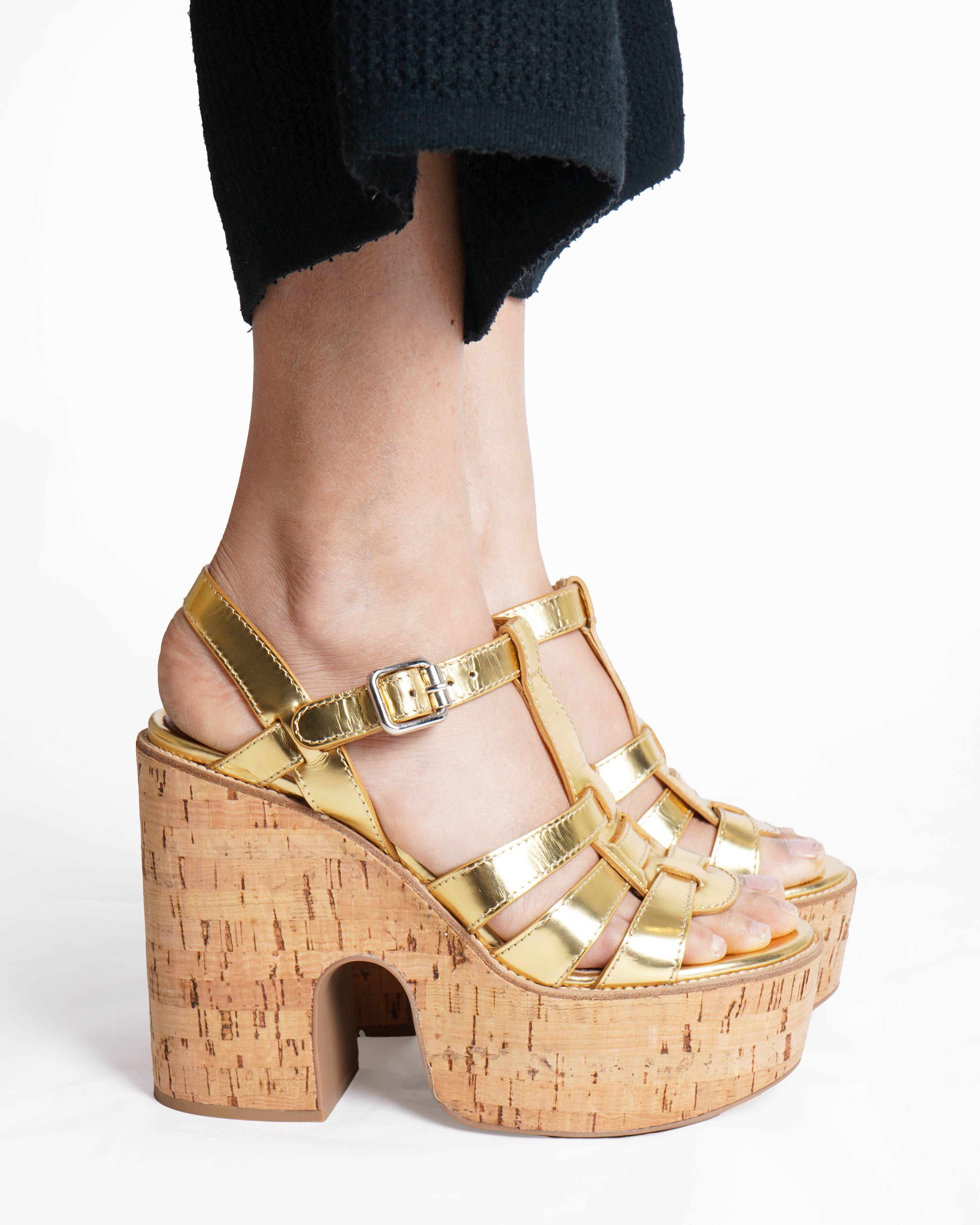 Miu Miu gold sandals