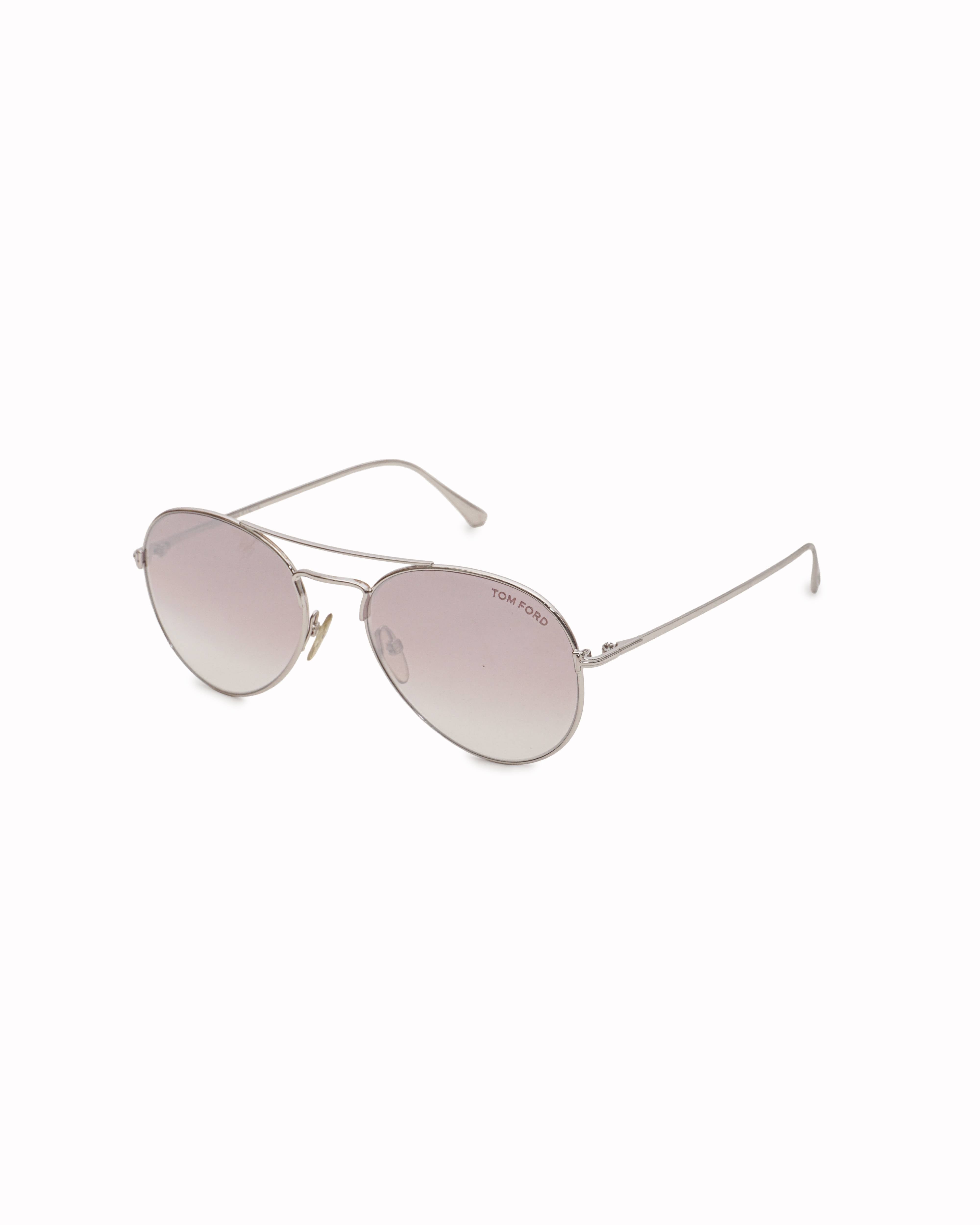 Tom Ford Silver Metal Ace-02 Aviator Sunglasses