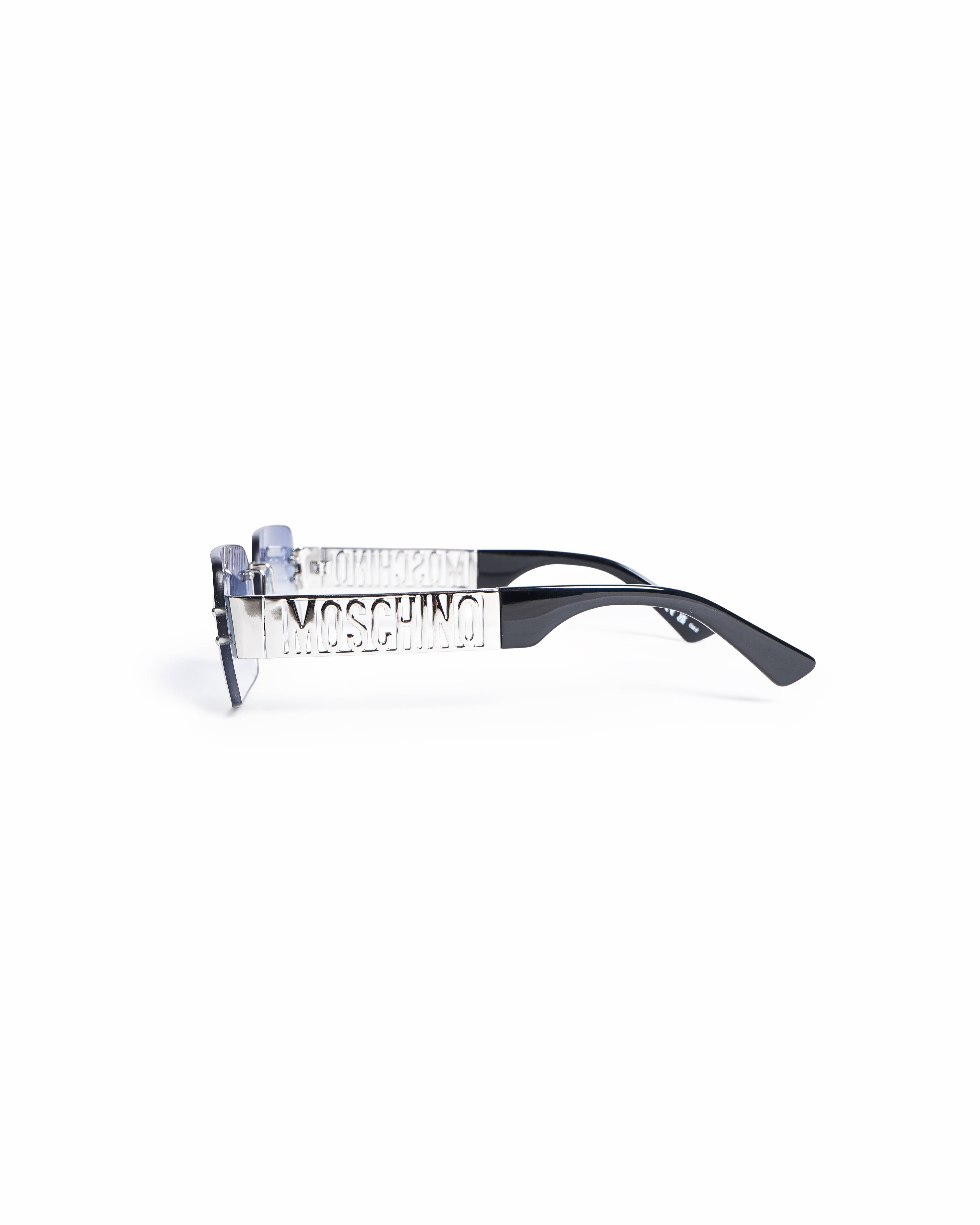 Moschino Women's Rimless Rectangular Sunglasses With Thick Temple(SILVER)