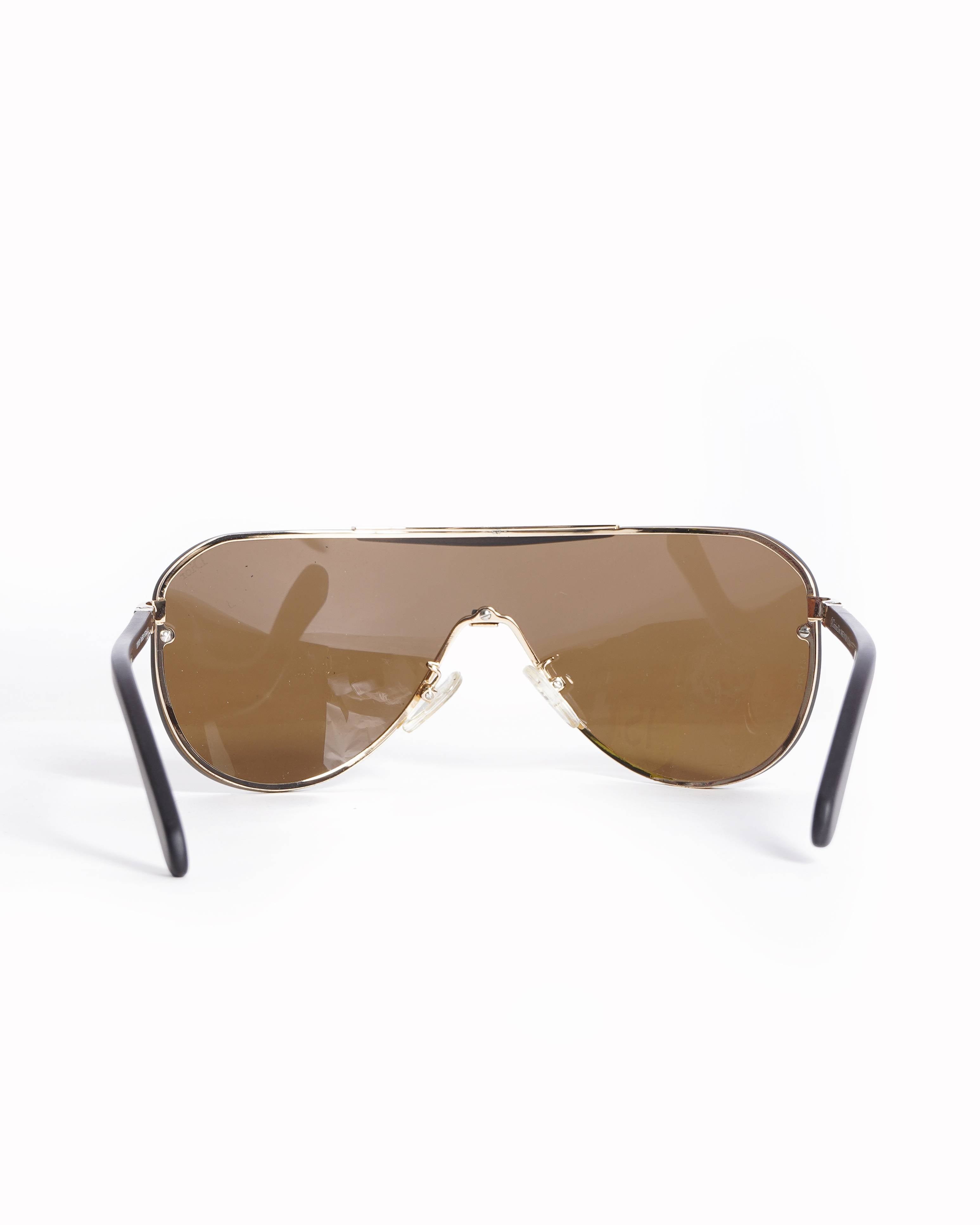 New Christian Dior Brown/ Gold Sheild sunglasses