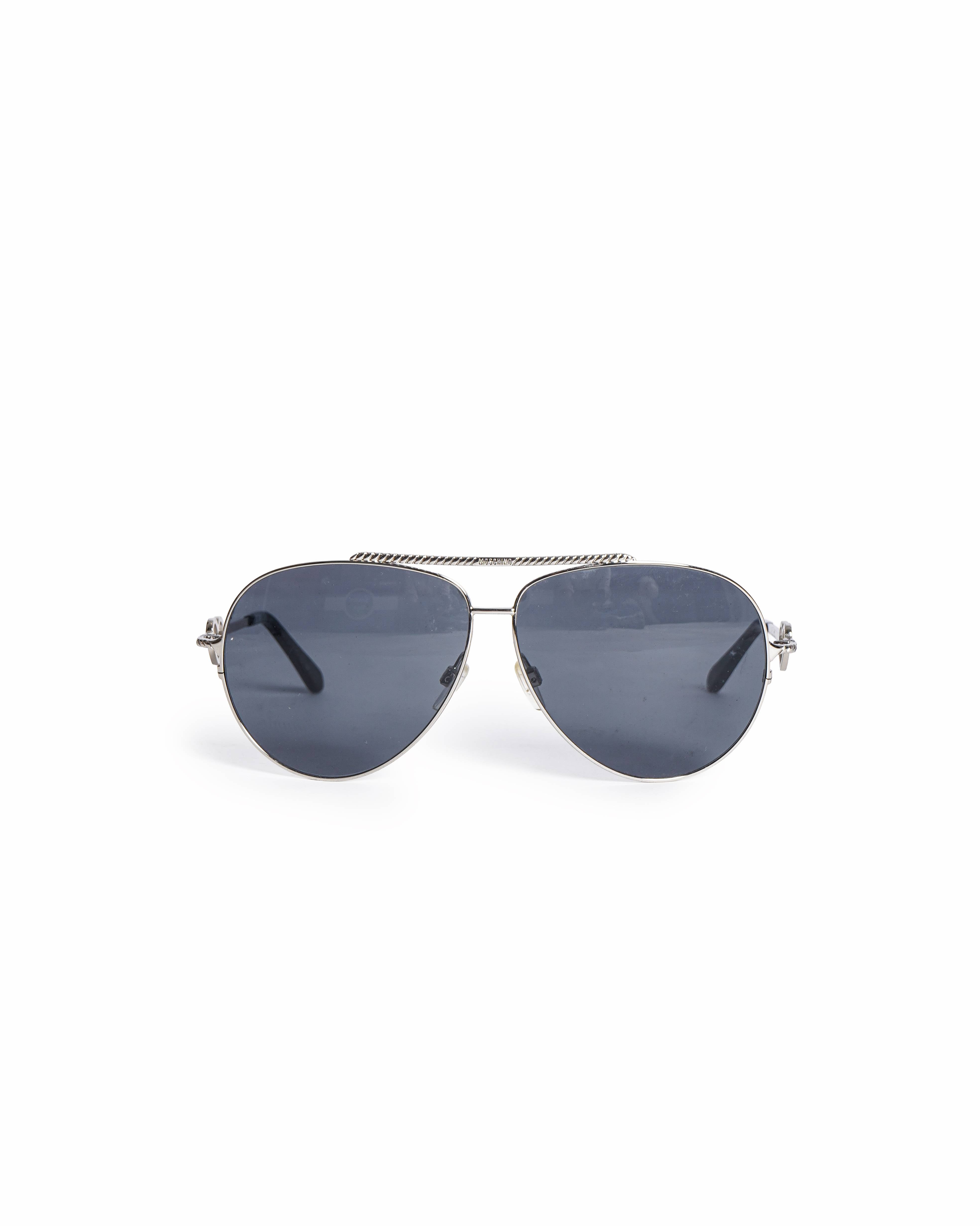 Moschino Heart-Temple Aviator Sunglasses