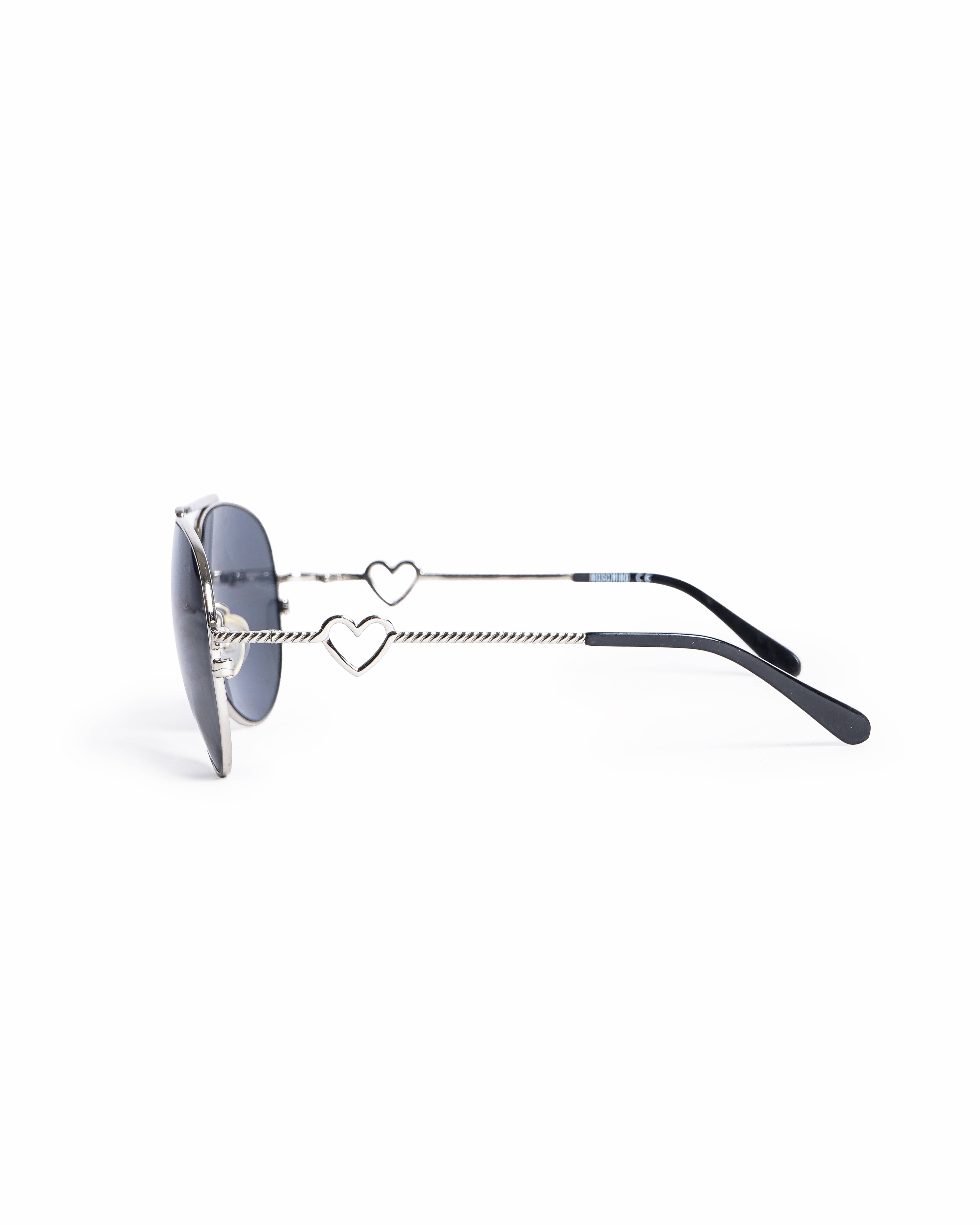 Moschino Heart-Temple Aviator Sunglasses