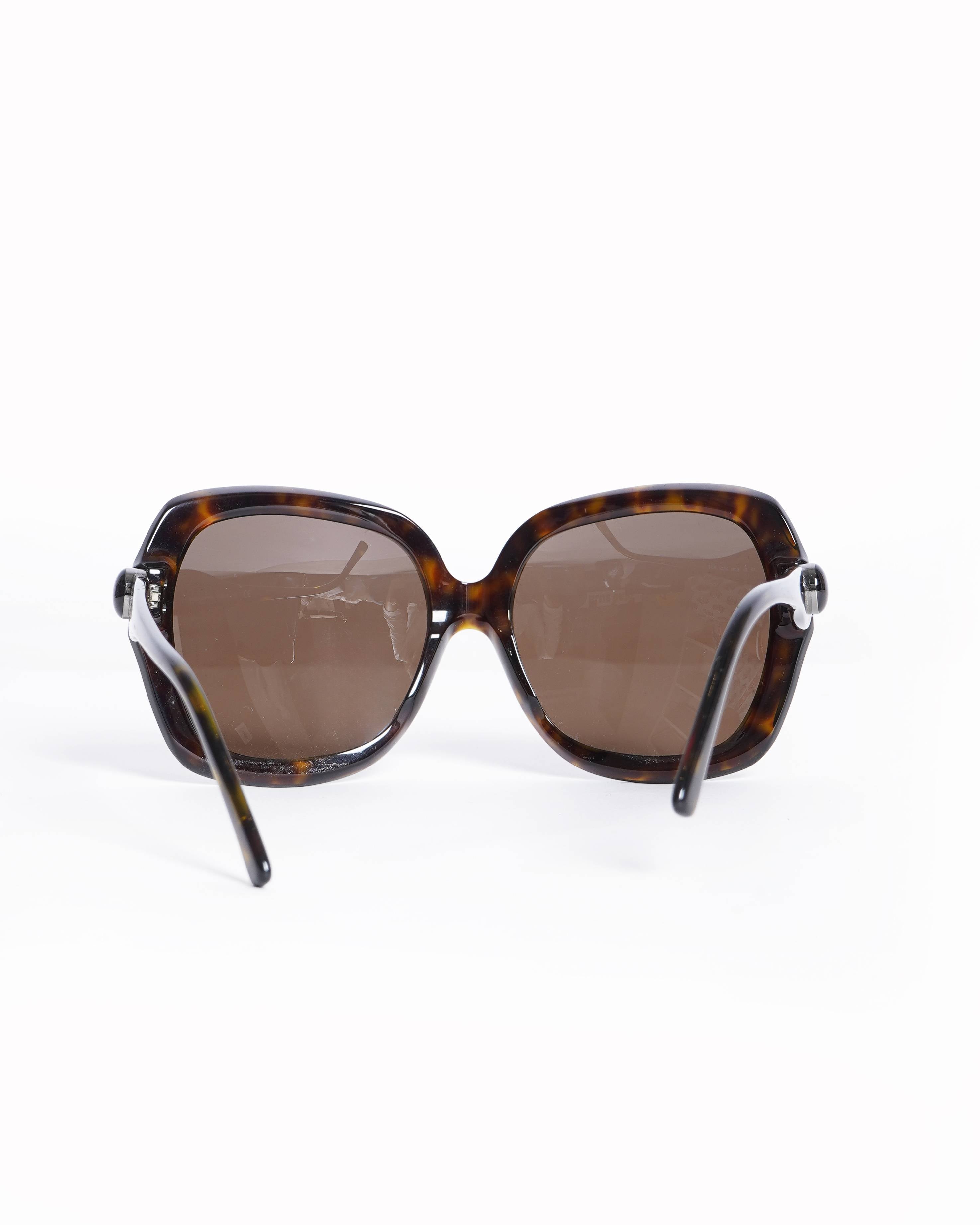 New Salvatore Ferragamo Dark Brown Tortoiseshell Oversized Sunglasses