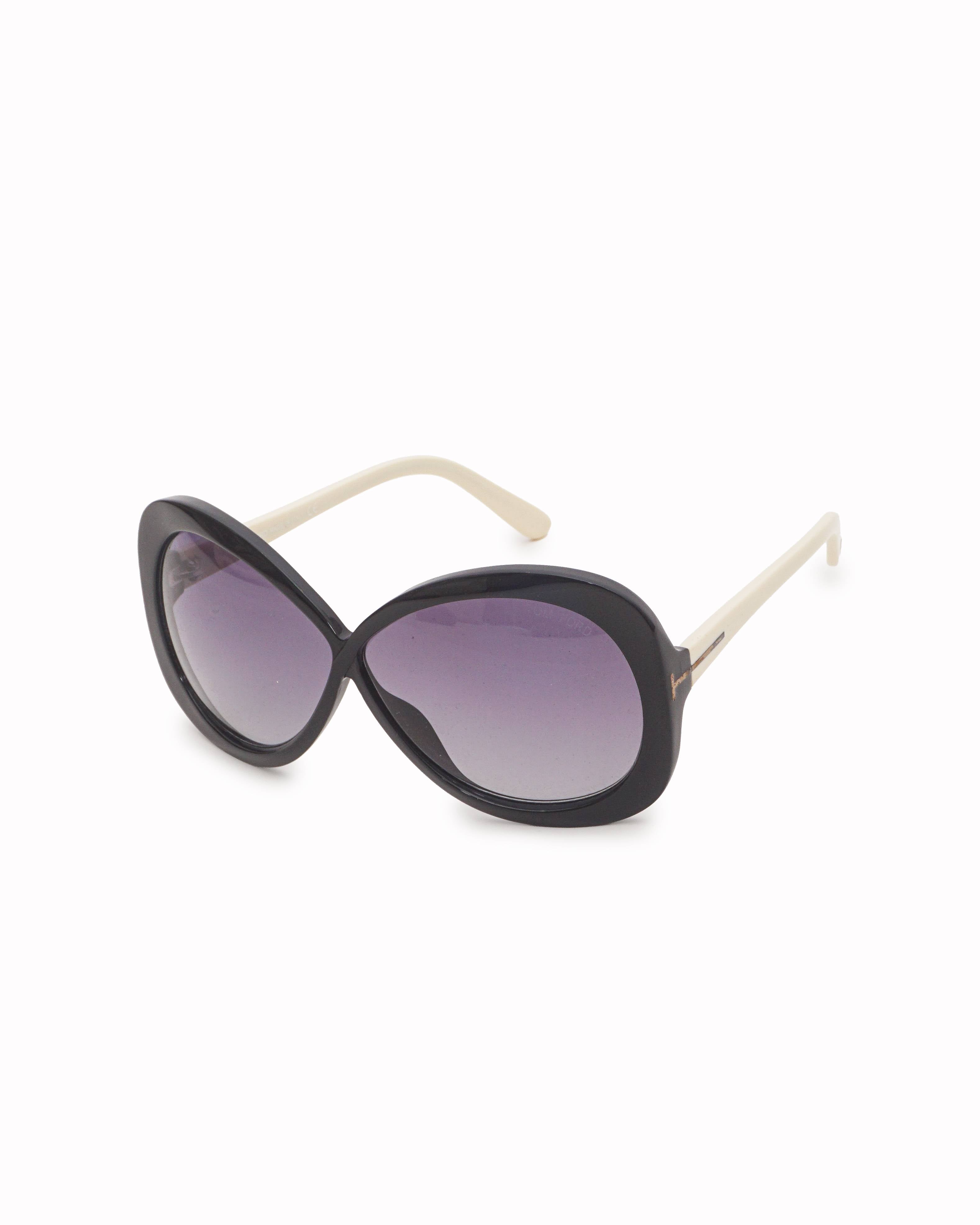 Tom Ford Oversized Black & White Crossover Sunglasses