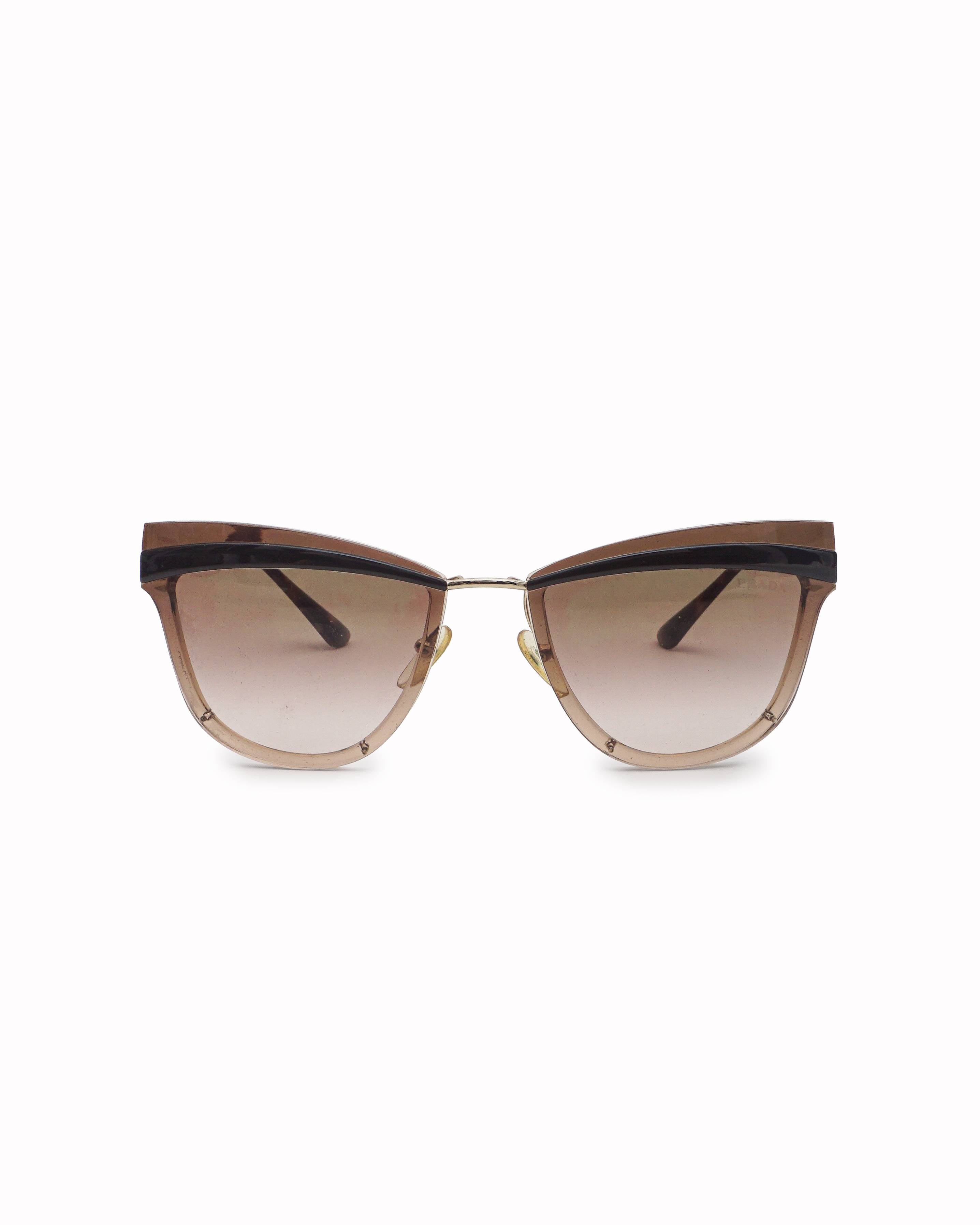 Prada Pale Gold & Brown Cat-Eye Sunglasses