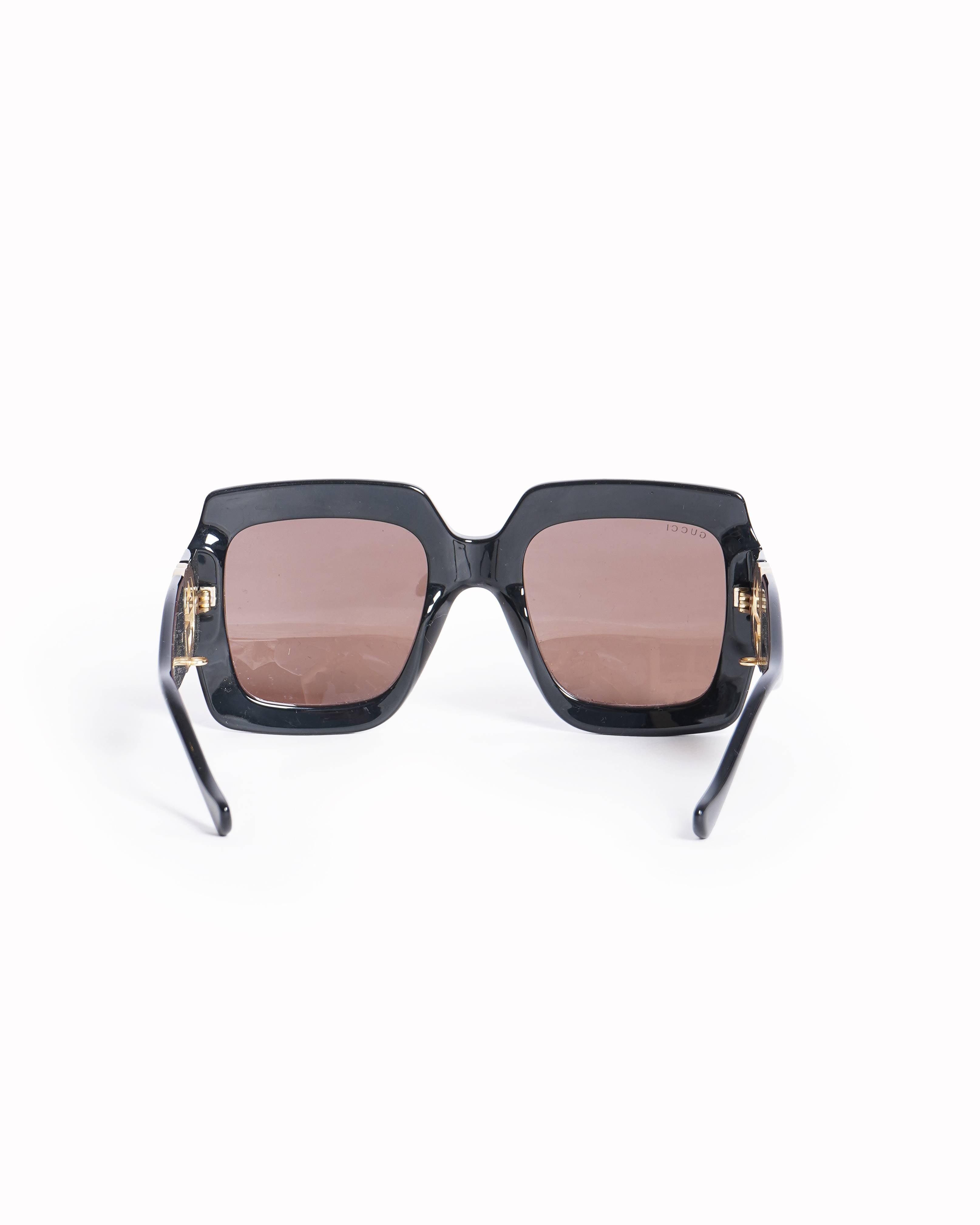 Gucci Square Oversized Sunglasses With Thick Logo Temple