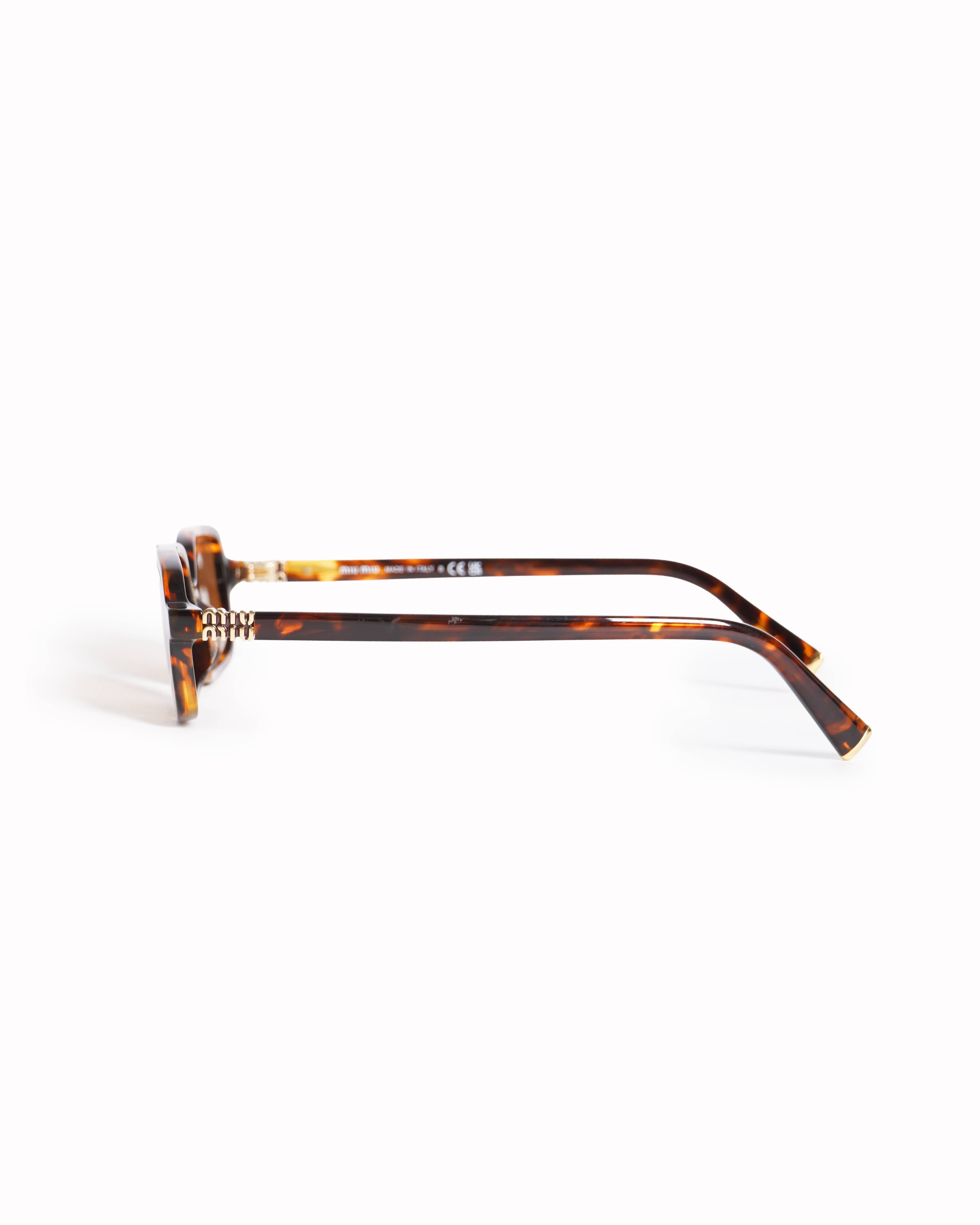 Miu Miu Brown Rectangular Sunglasses In Brown
