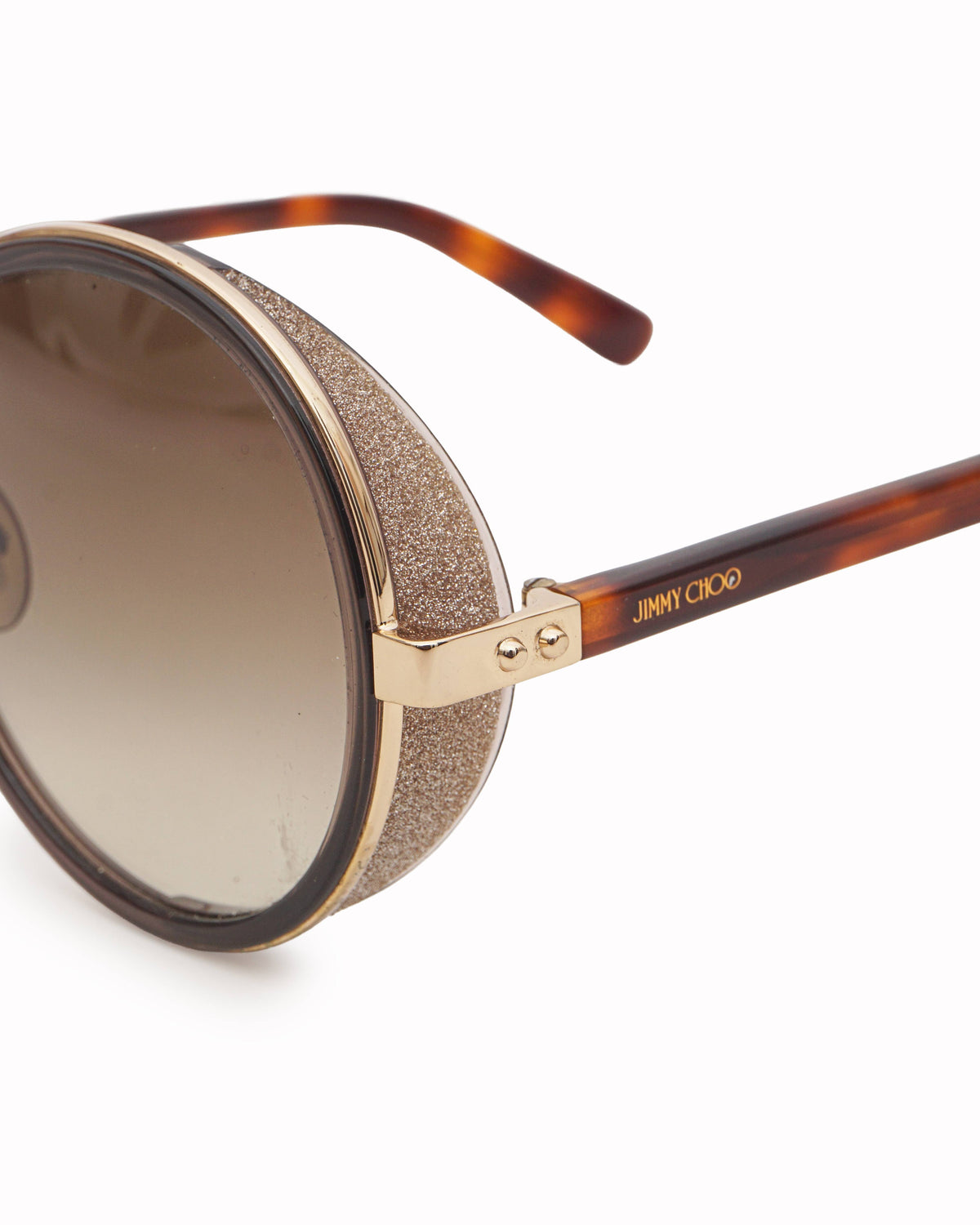 Jimmy Choo Andie Round Glitter Side-Shield Sunglasses