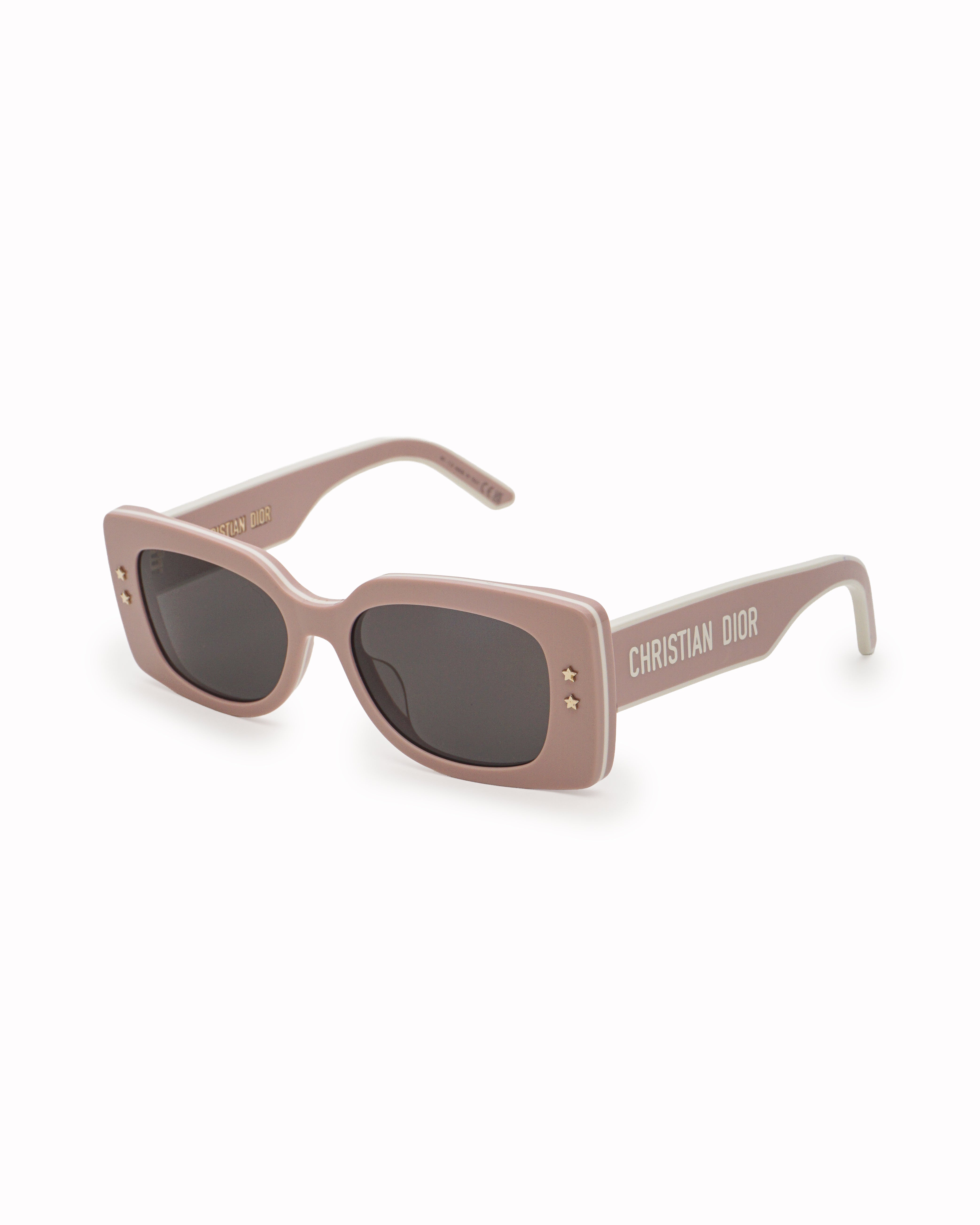 Christian Dior Powder Pink Acetate Rectangular Star Detail Sunglasses