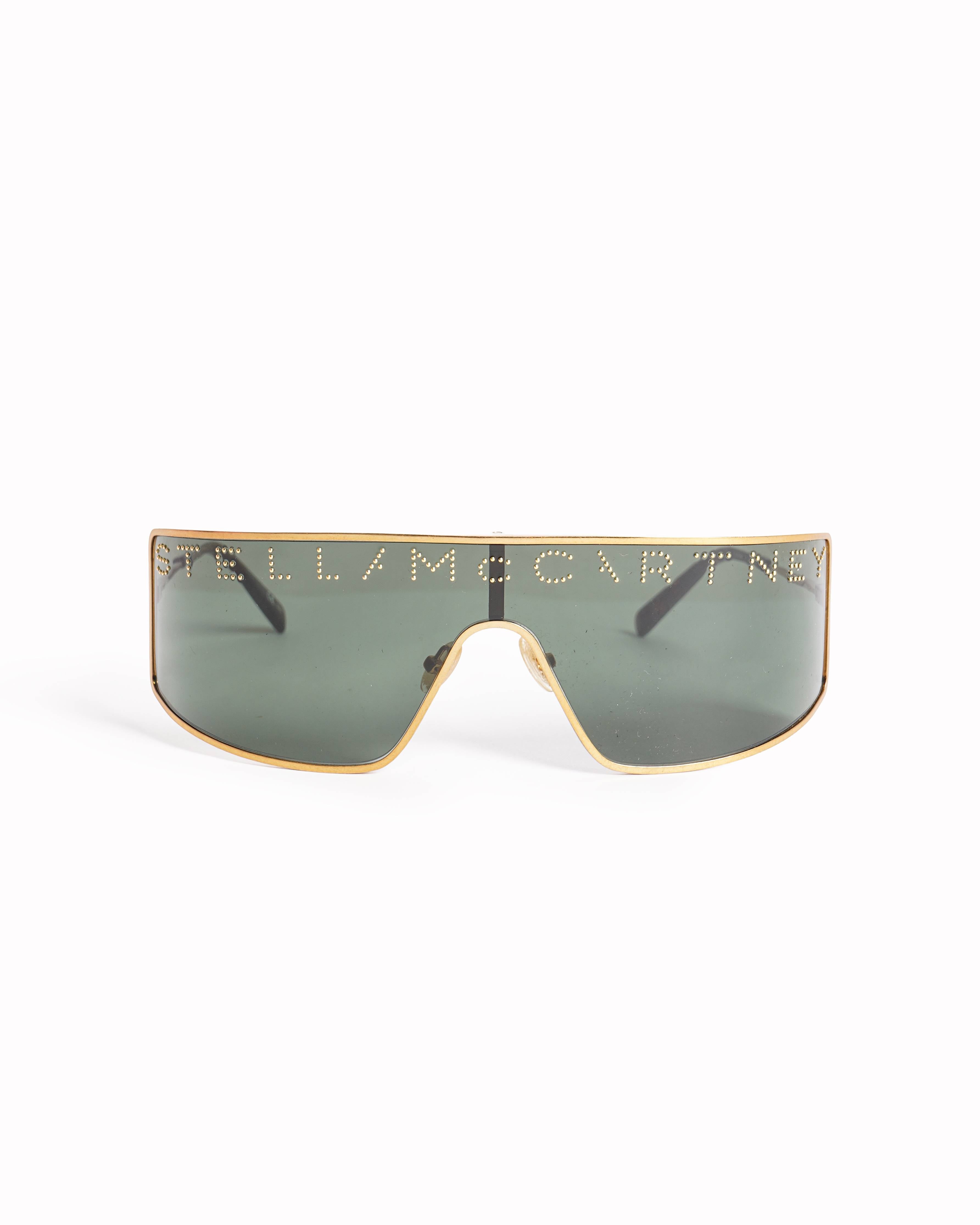 Stella McCartney Gold Logo Studded Shield Sunglasses