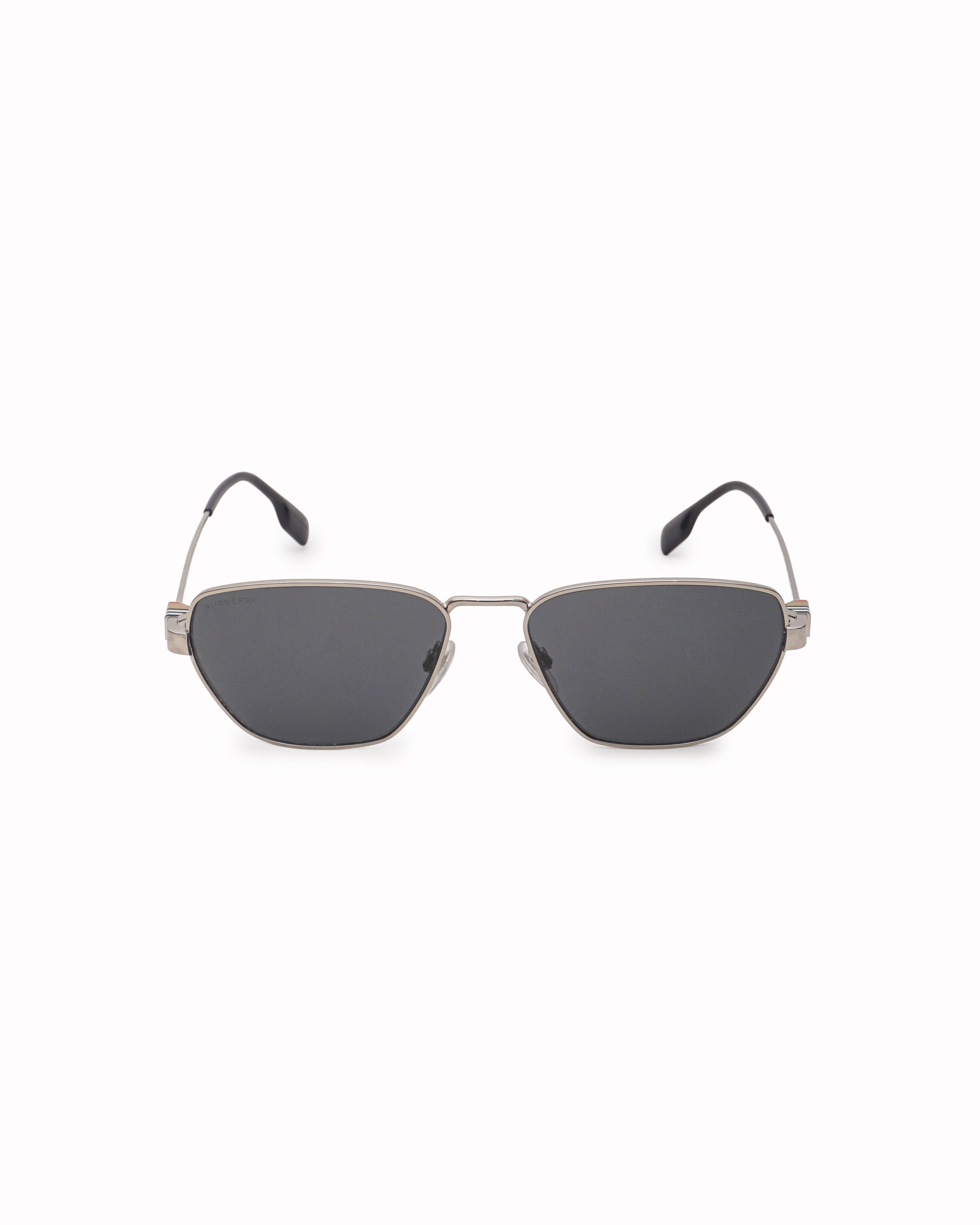 Burberry Silver Metal Square Aviator Sunglasses